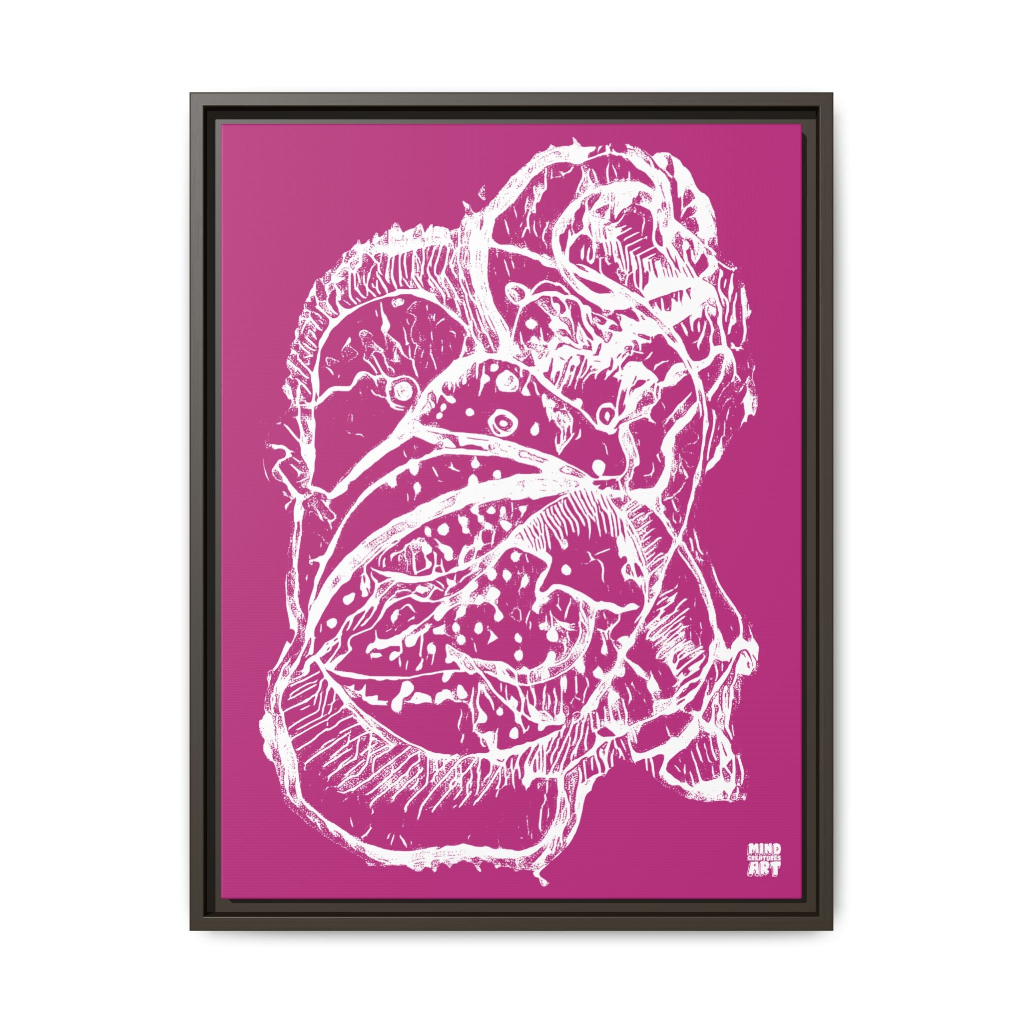 Exploration (White, Pink Background) Matte Canvas, Framed