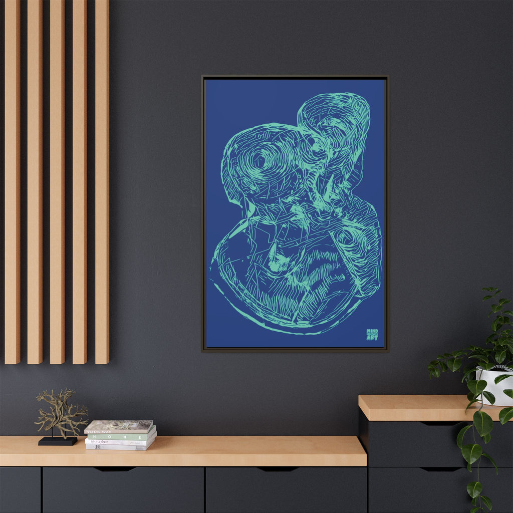Curiosity (Teal, Dark Blue Background) Matte Canvas, Framed