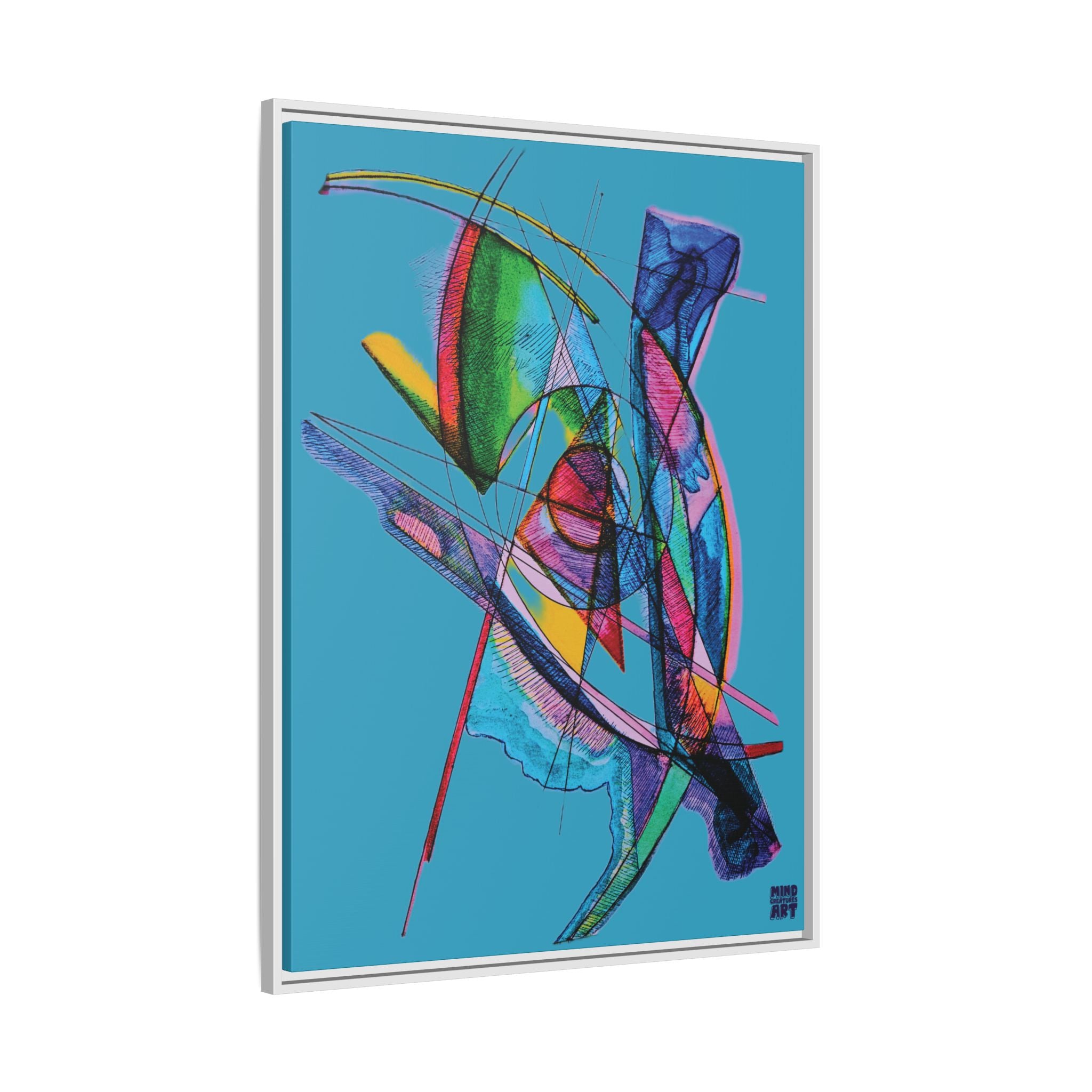 Watching (Turquoise Background) Matte Canvas, Framed