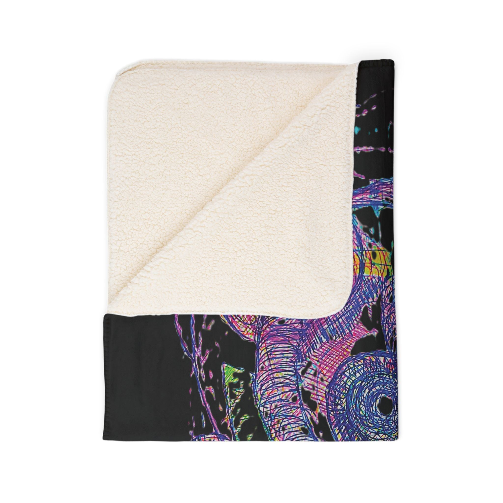 Spiraling (Black Background) Fleece Sherpa Blanket