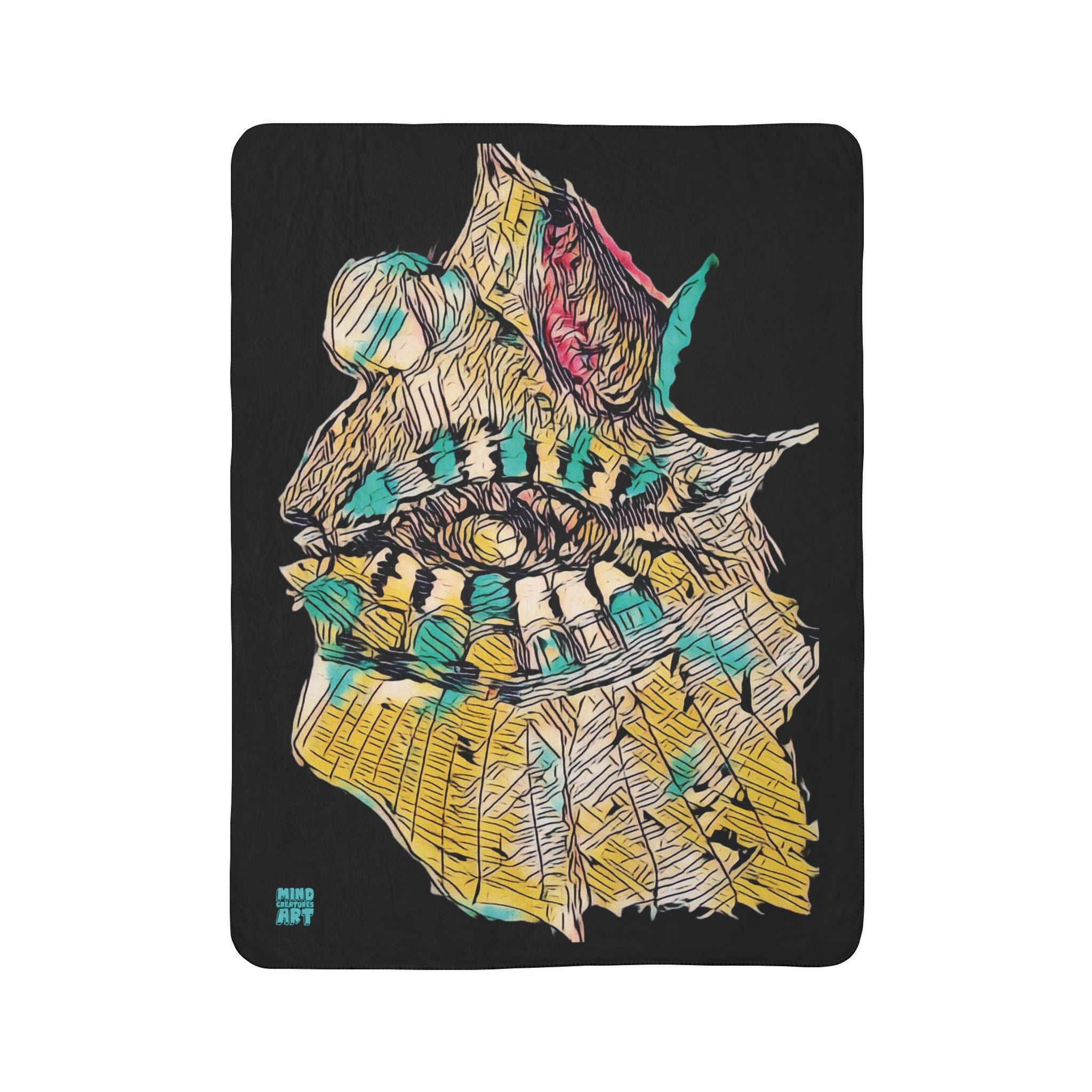 Hypnagogic (Gold, Black Background) Fleece Sherpa Blanket