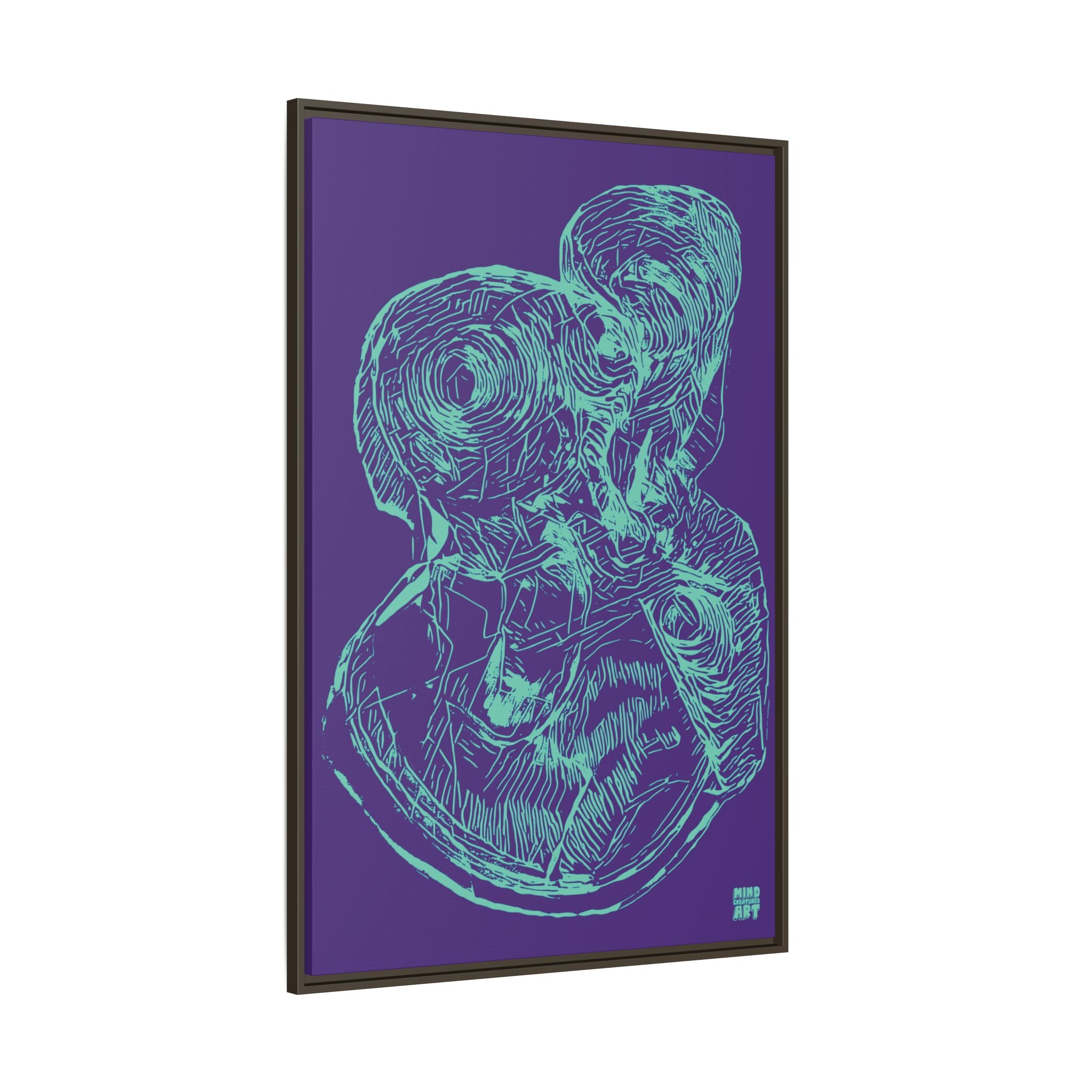 Curiosity (Teal, Purple Background) Matte Canvas, Framed