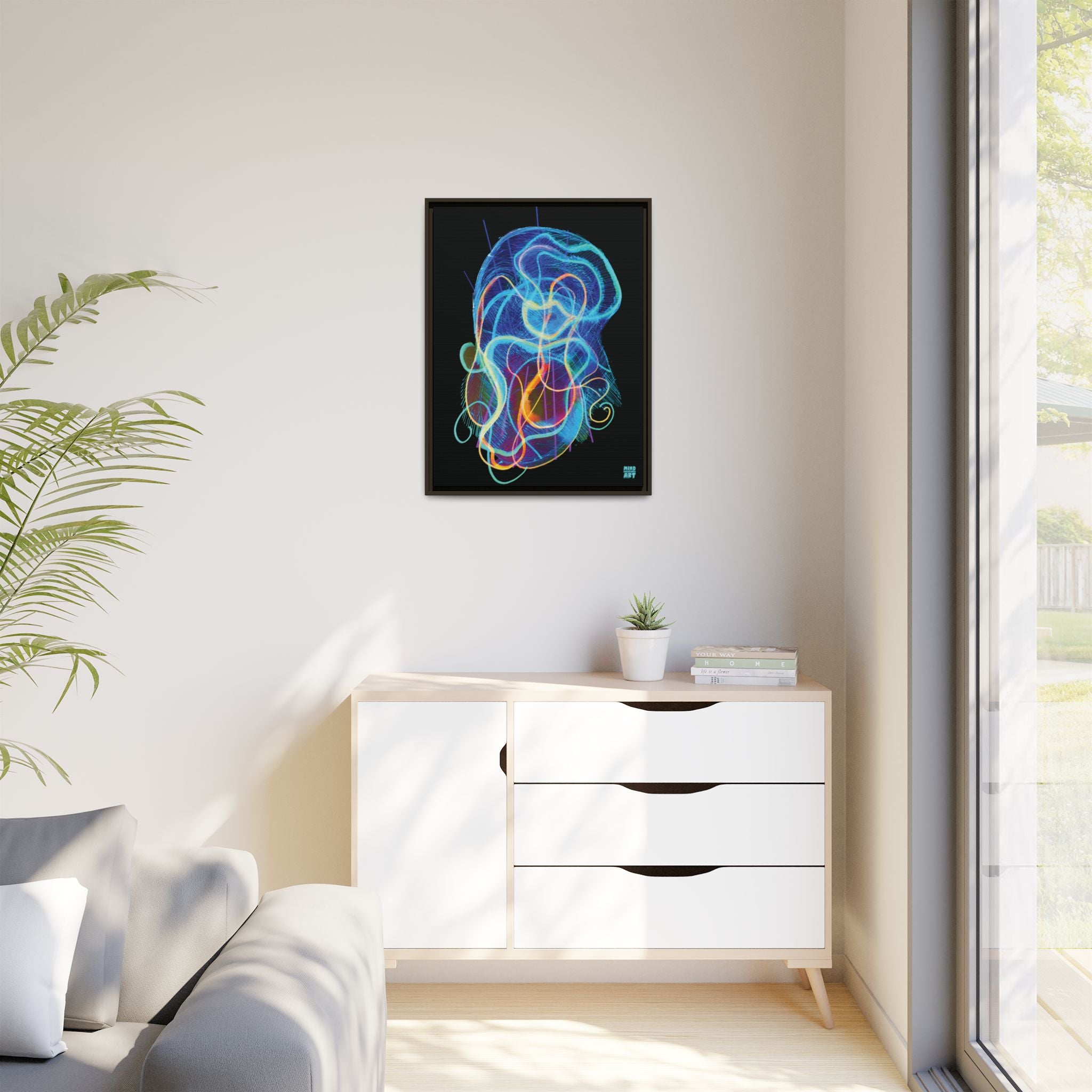 Davy Jones (Electric Blue, Black Background) Matte Canvas, Framed