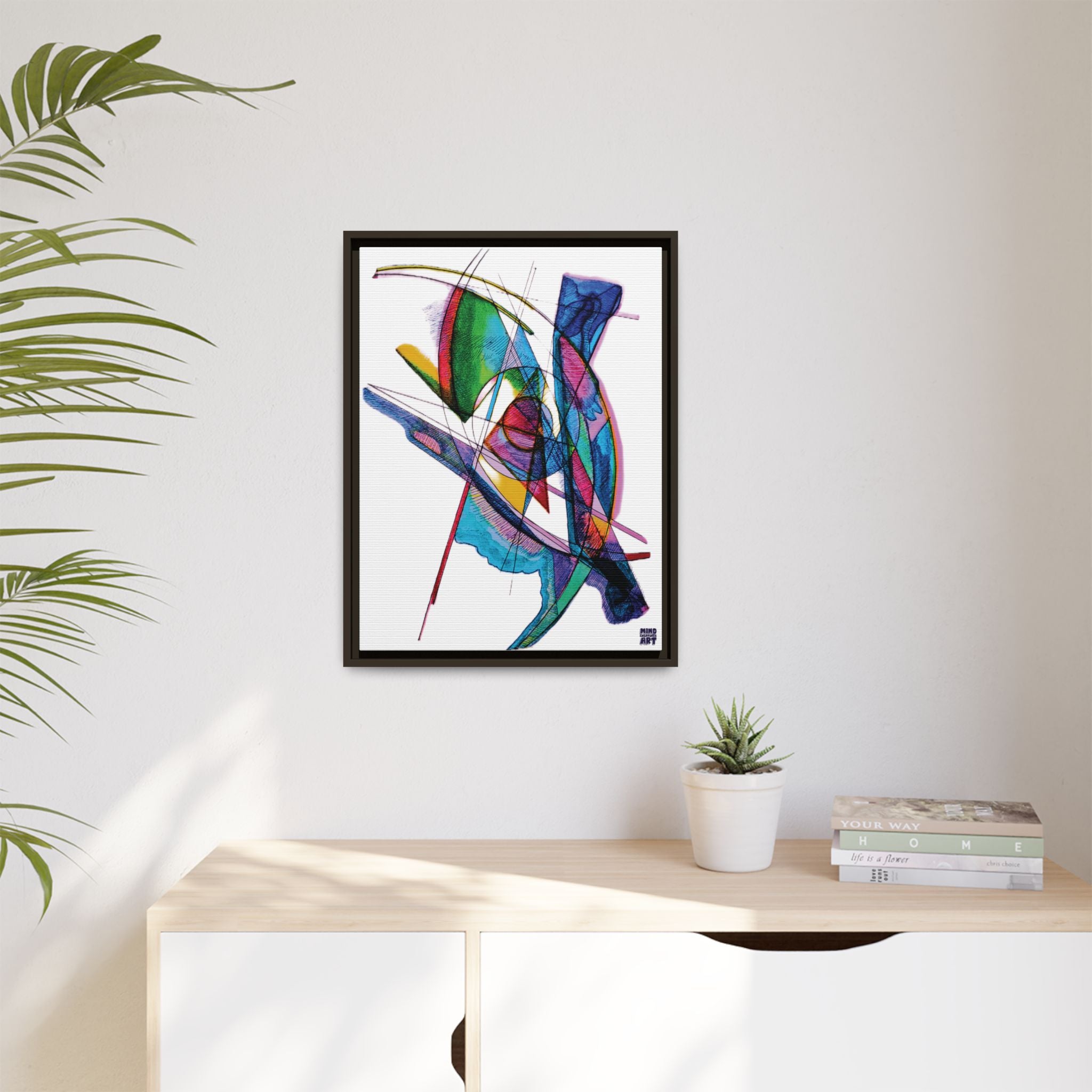 Watching (White Background) Matte Canvas, Framed