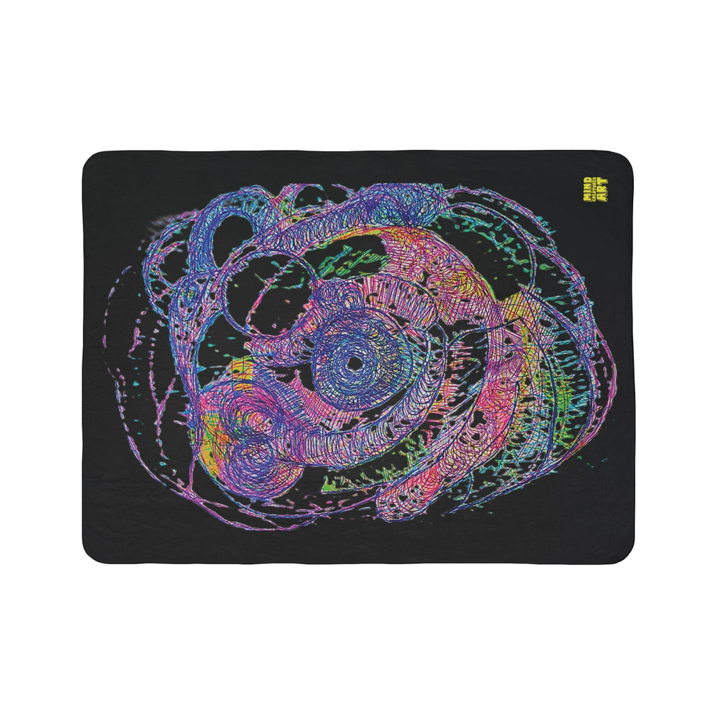 Spiraling (Black Background) Fleece Sherpa Blanket