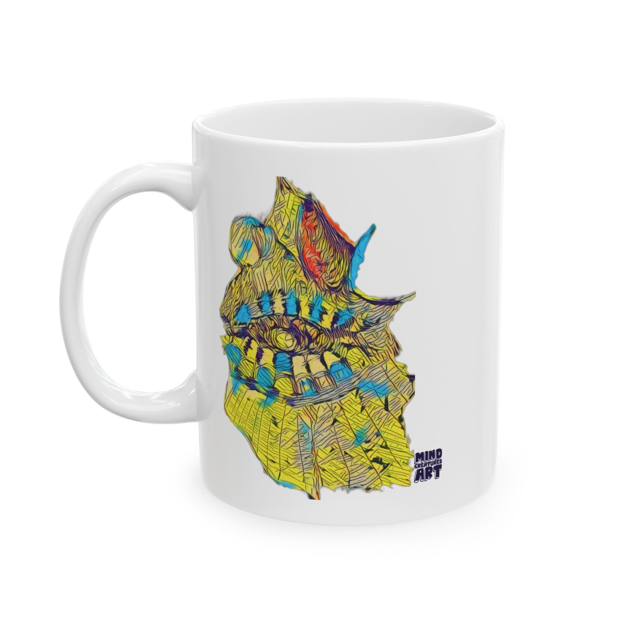Hypnagogic (Neon) White Ceramic Mug, (11oz, 15oz)