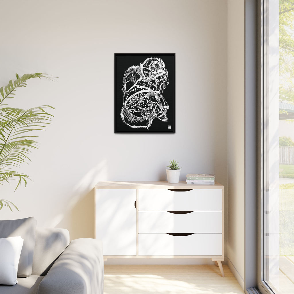 Exploration (White, Black Background) Matte Canvas, Framed