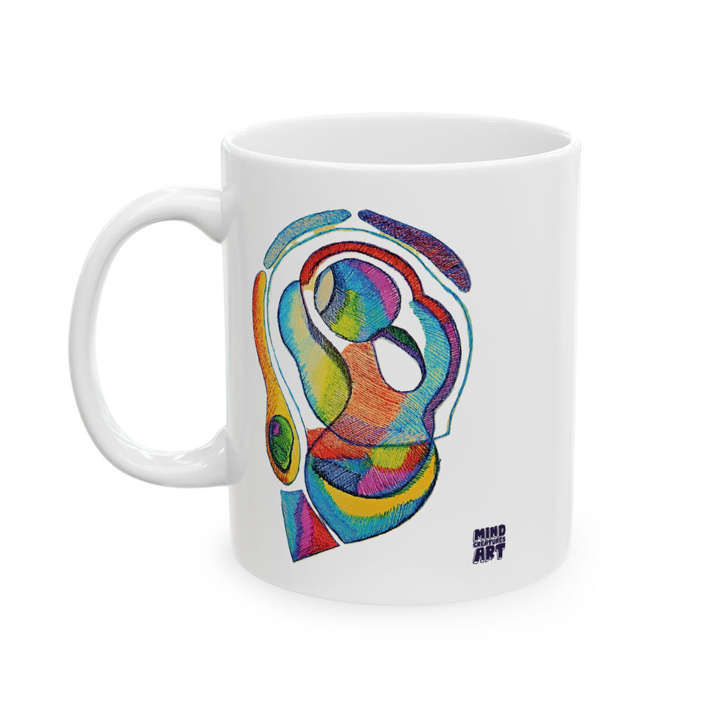 Cyclical White Ceramic Mug, (11oz, 15oz)