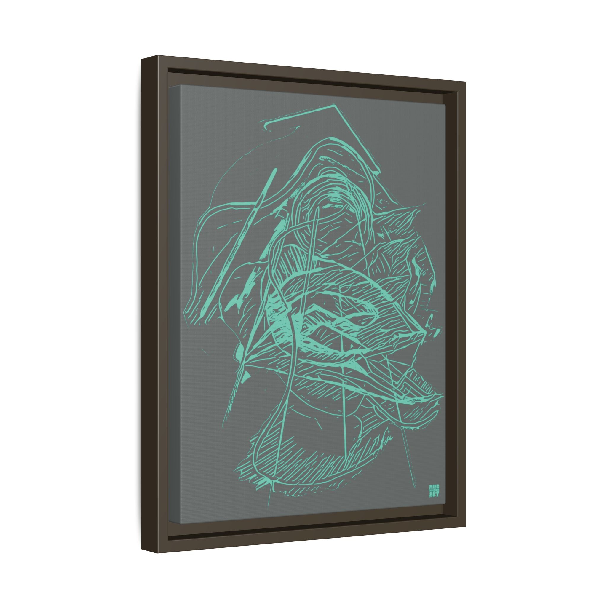 Dive Reflex (Teal, Dark Gray Background) Matte Canvas, Framed