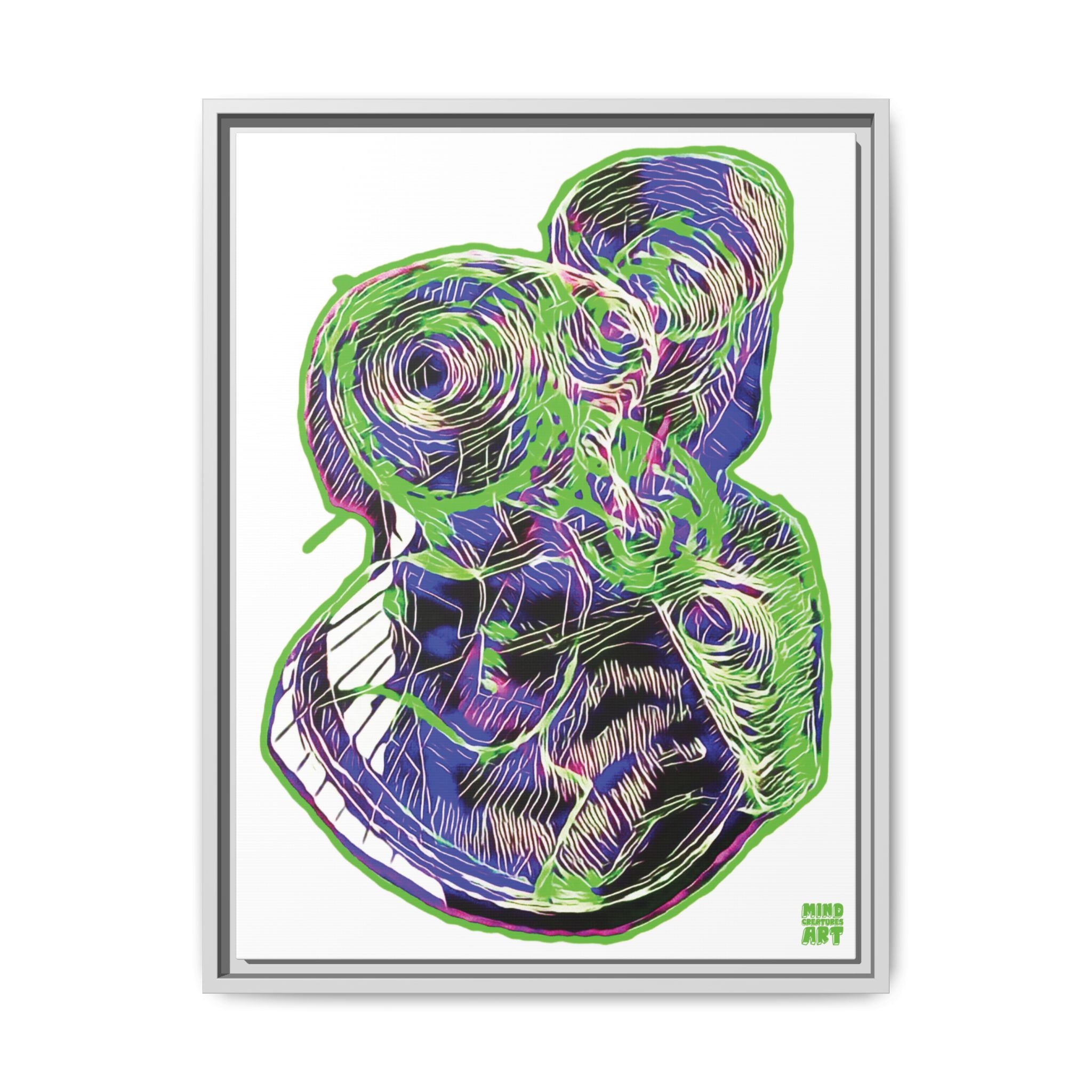 Curiosity (Electric Green, White Background) Matte Canvas, Framed