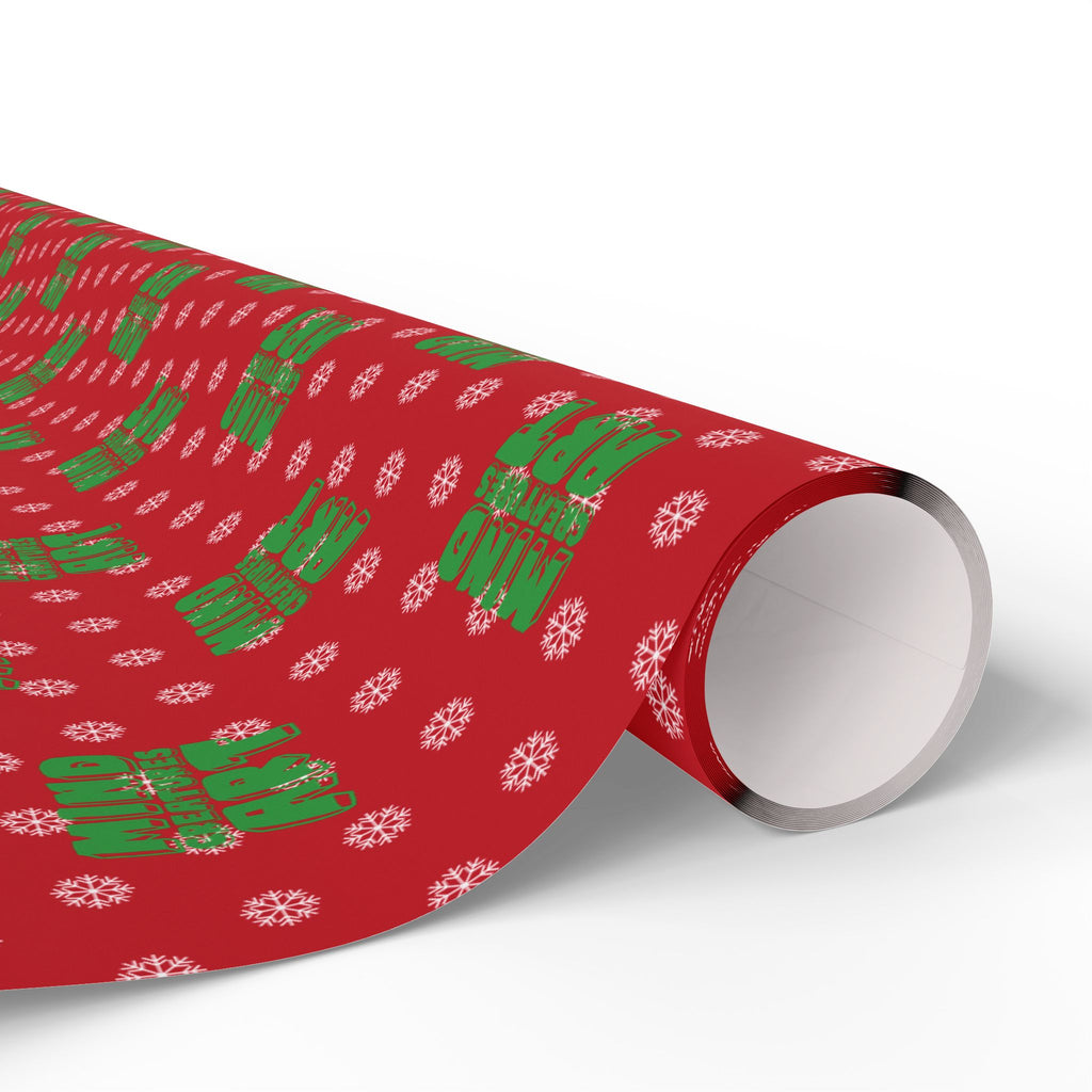 MCA Logo & Snowflake (Green, Red Background) Heavy Wrapping Paper