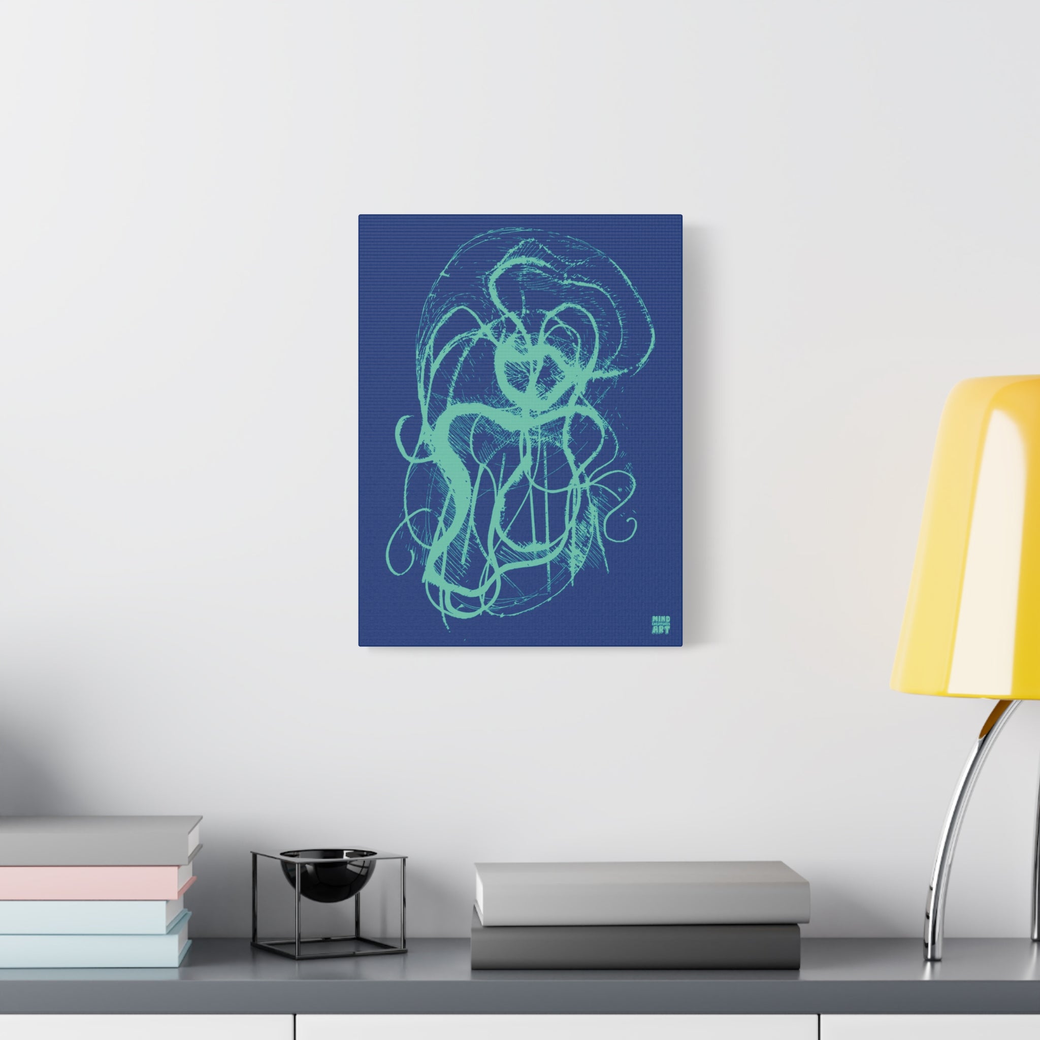Davy Jones (Teal, Dark Blue Background) Matte Canvas, Stretched, 1.25"