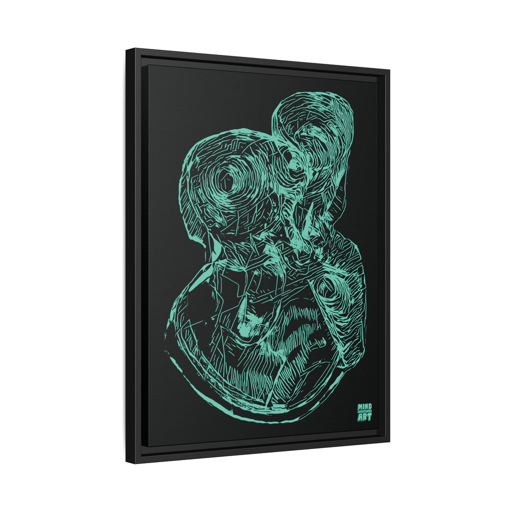 Curiosity (Teal, Black Background) Matte Canvas, Framed