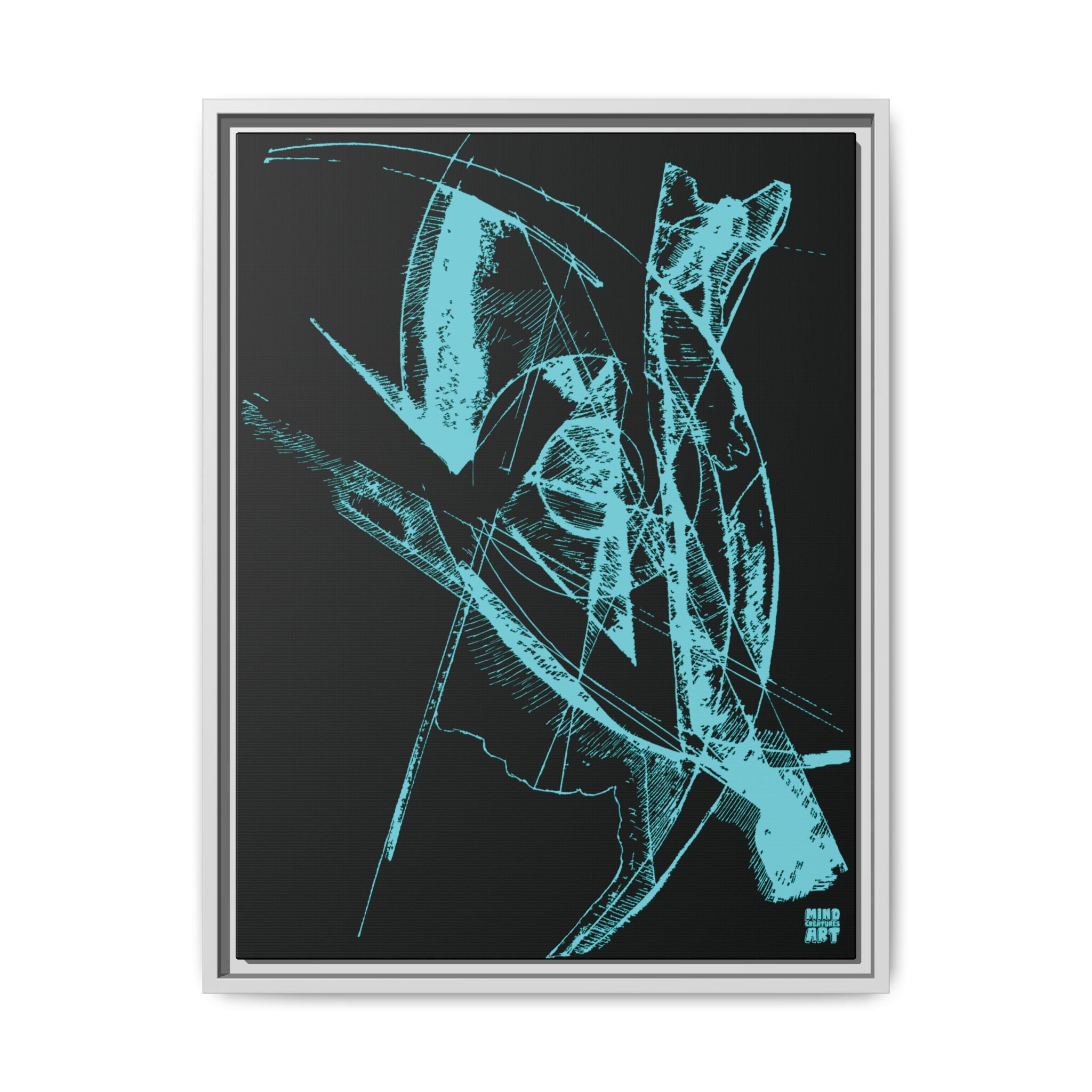 Watching (Aqua, Black Background) Matte Canvas, Framed