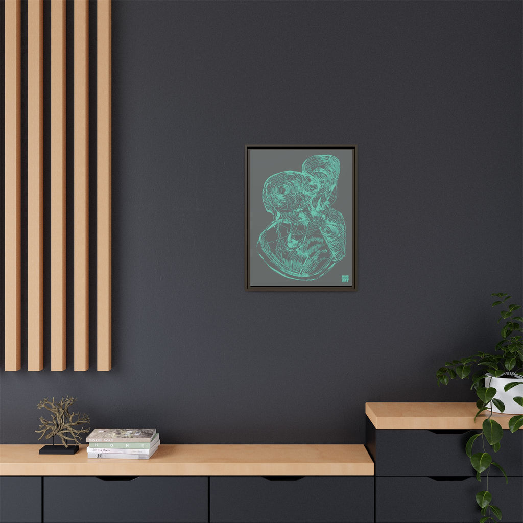 Curiosity (Teal, Dark Gray Background) Matte Canvas, Framed