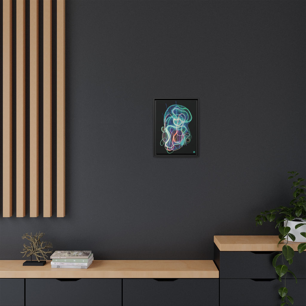 Davy Jones (Electric Teal, Black Background) Matte Canvas, Framed
