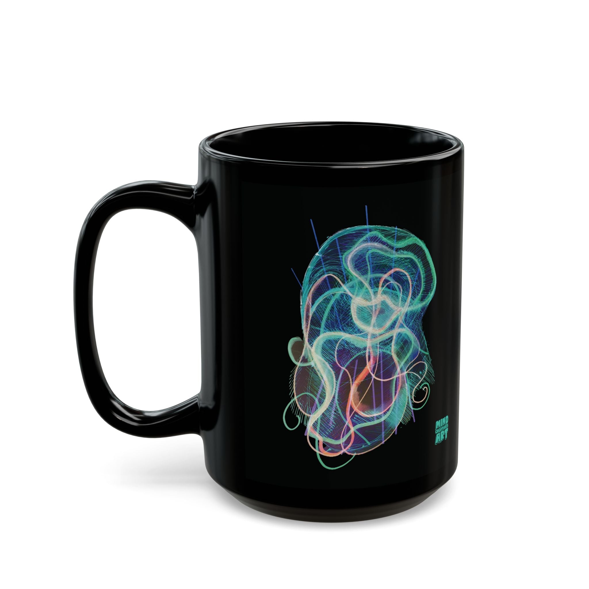 Davy Jones (Electric Teal) Black Ceramic Mug (11oz, 15oz)