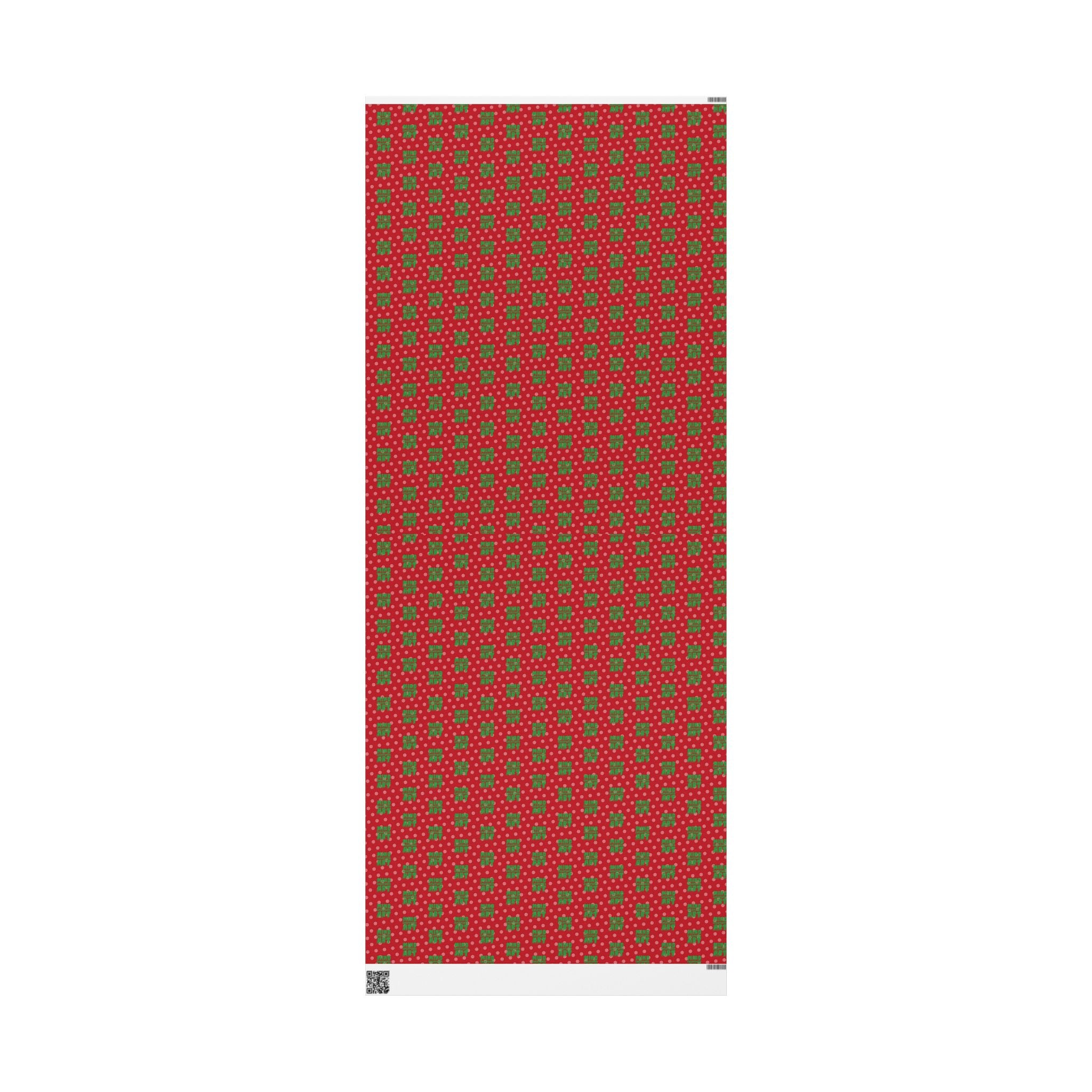 MCA Logo & Snowflake (Green, Red Background) Heavy Wrapping Paper