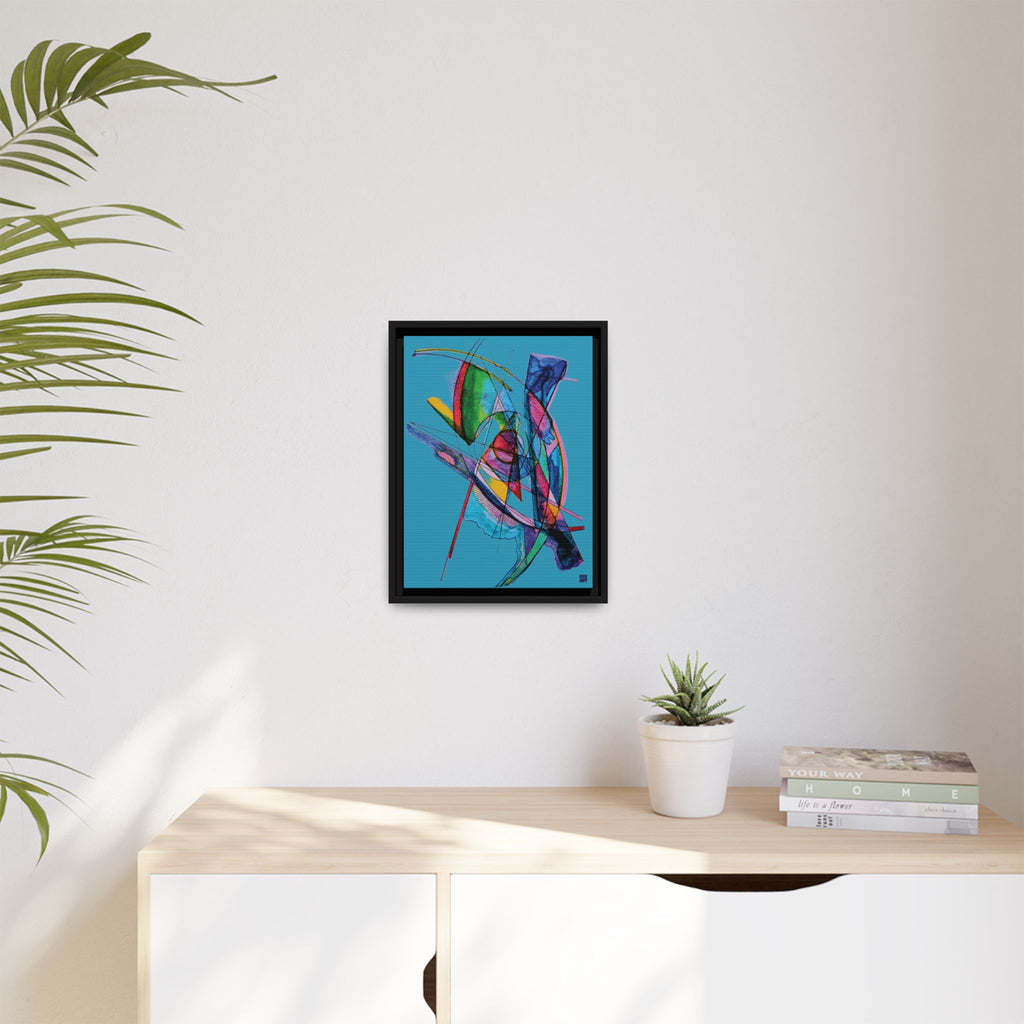 Watching (Turquoise Background) Matte Canvas, Framed