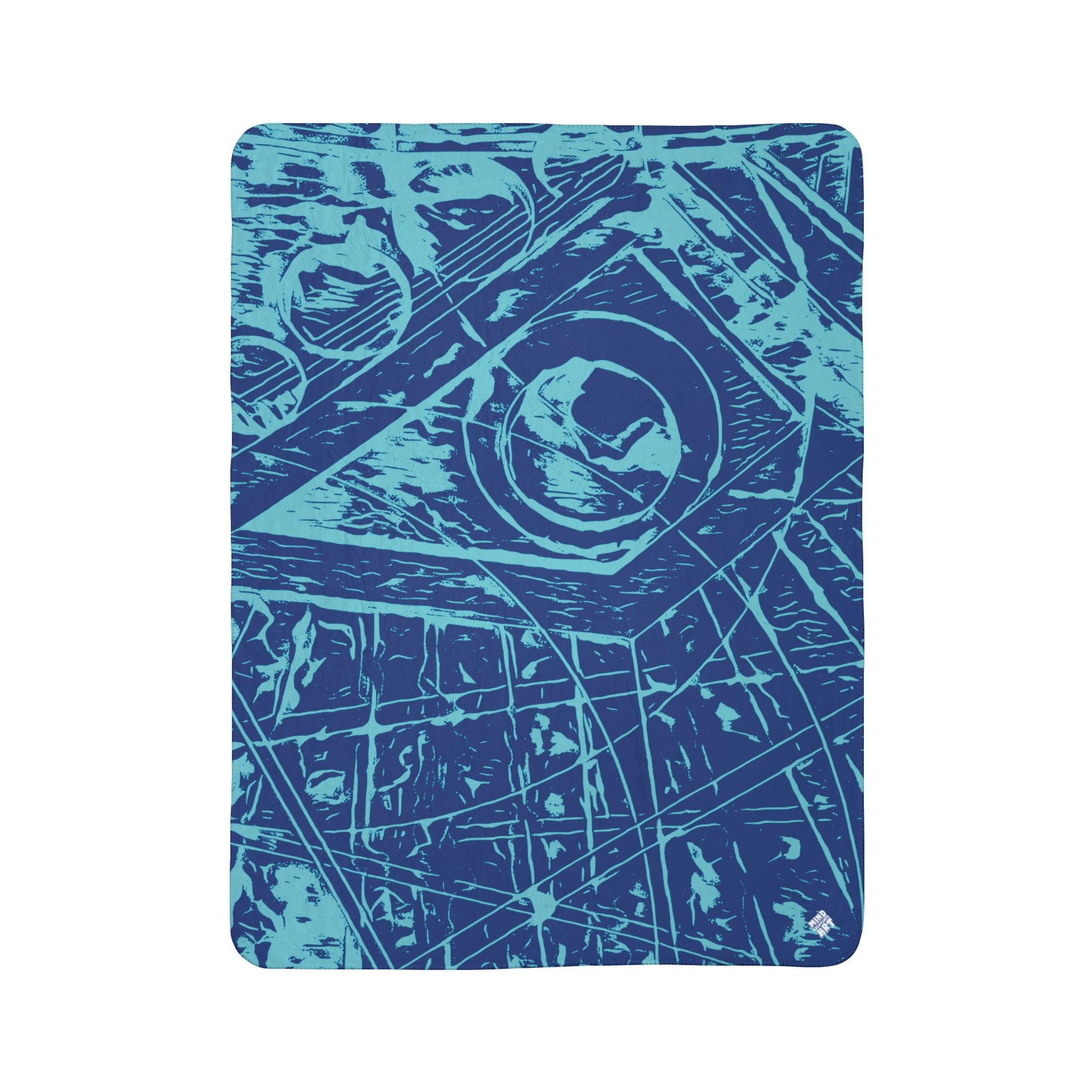 Love (Aqua, Dark Blue Background) Fleece Sherpa Blanket