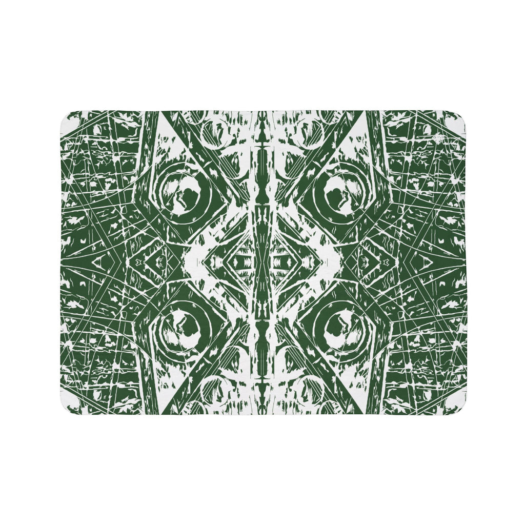 Love (White, Mirror, Dark Green Background) Fleece Sherpa Blanket