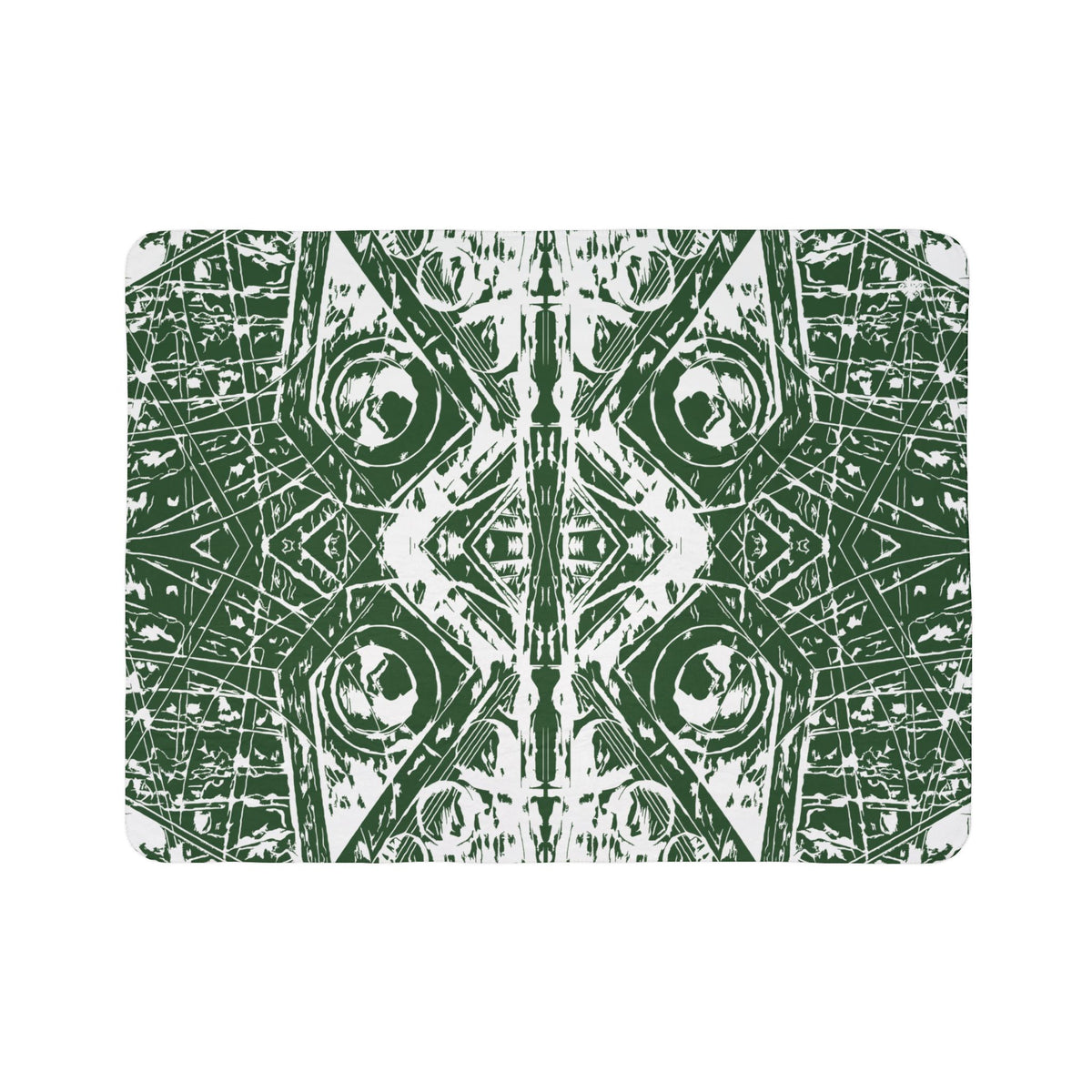 Love (White, Mirror, Dark Green Background) Fleece Sherpa Blanket