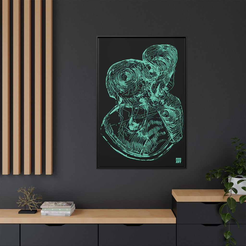 Curiosity (Teal, Black Background) Matte Canvas, Framed