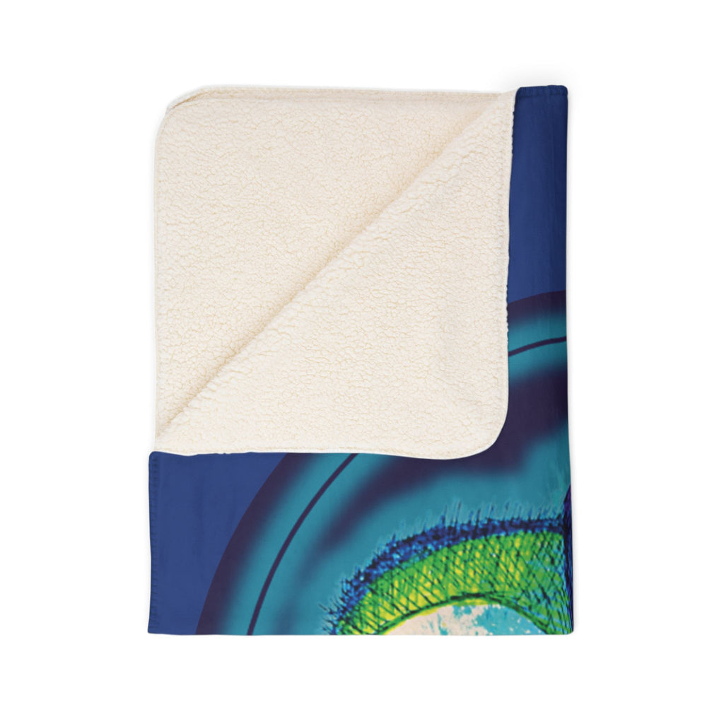 Exploration (Dark Blue Background) Fleece Sherpa Blanket