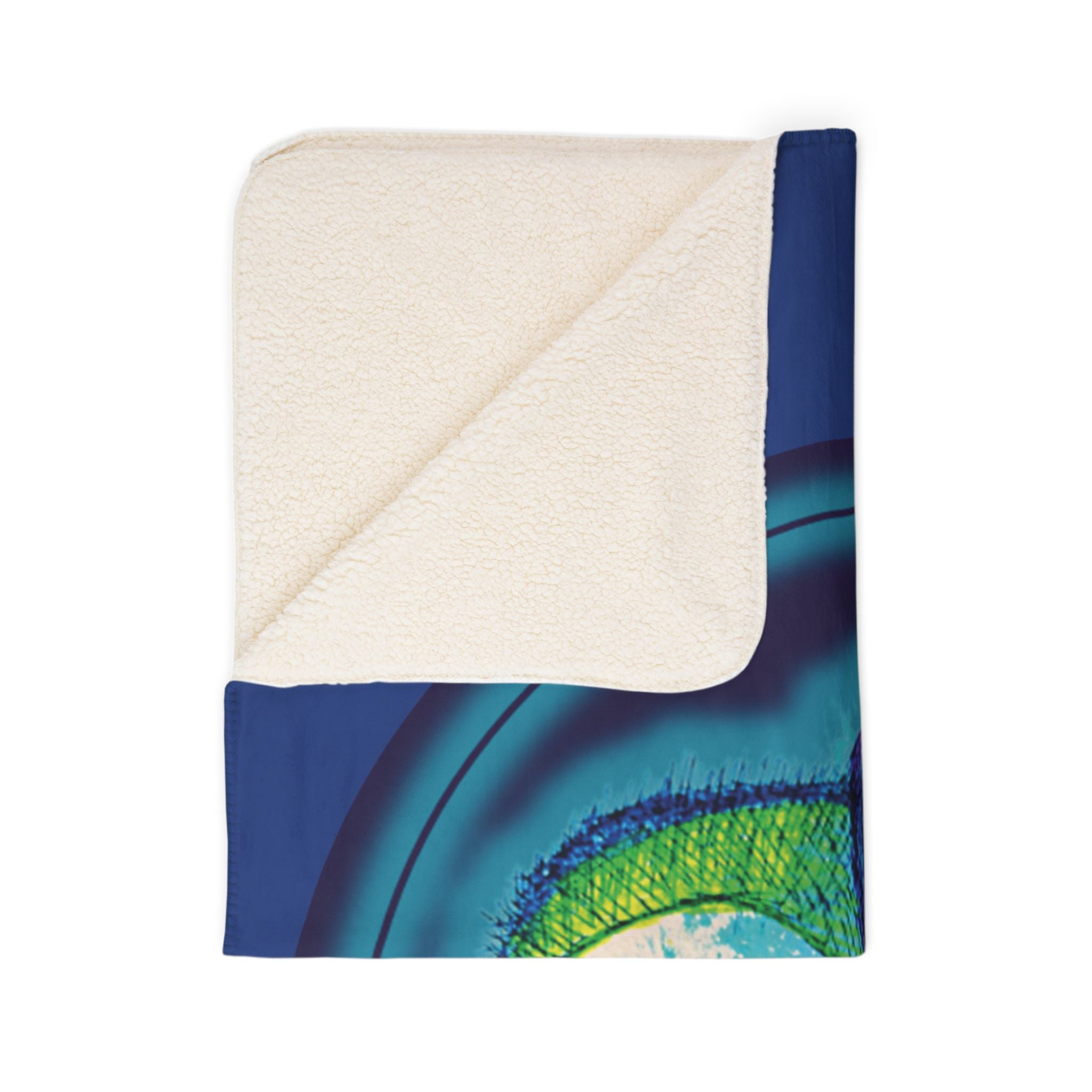 Exploration (Dark Blue Background) Fleece Sherpa Blanket