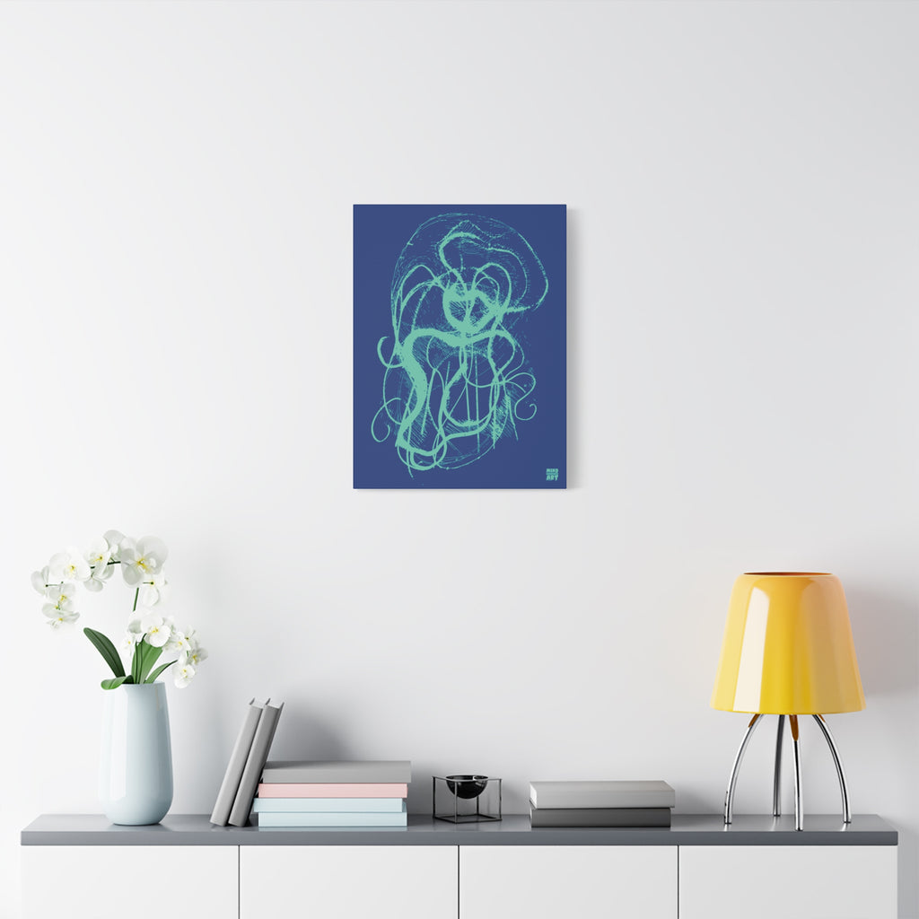 Davy Jones (Teal, Dark Blue Background) Matte Canvas, Stretched, 1.25"