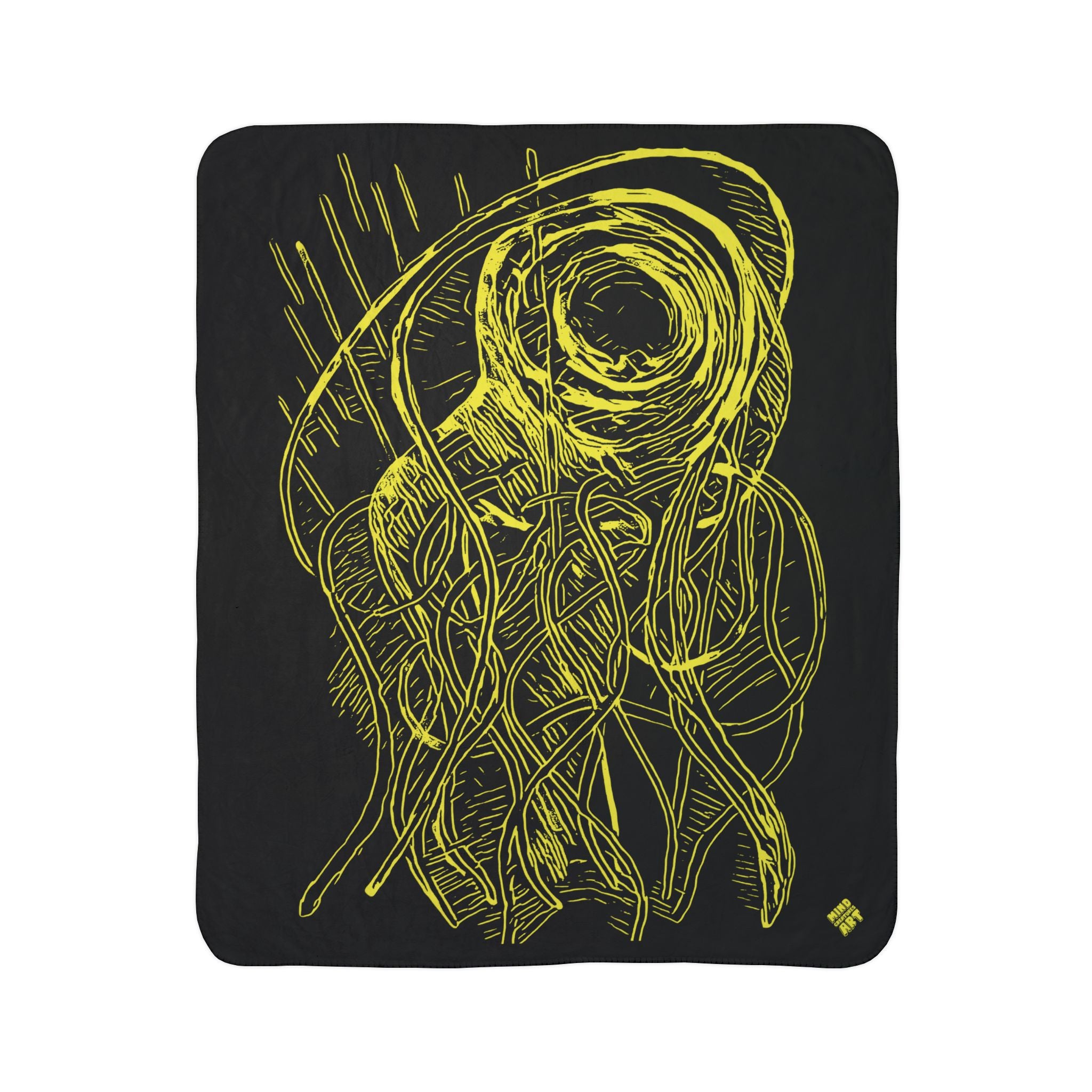 Jelly Jam (Yellow, Black Background) Fleece Sherpa Blanket