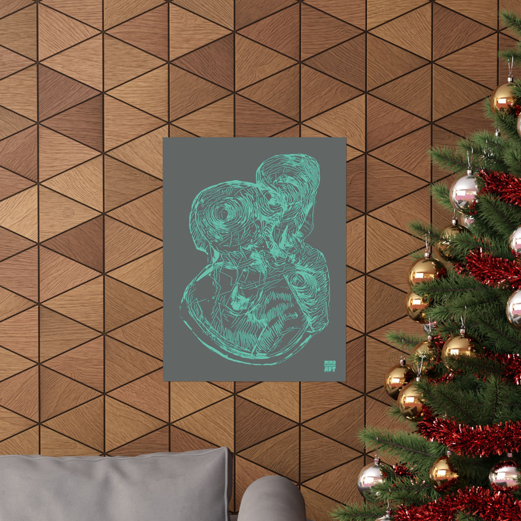 Curiosity (Teal, Dark Gray Background) Matte Poster