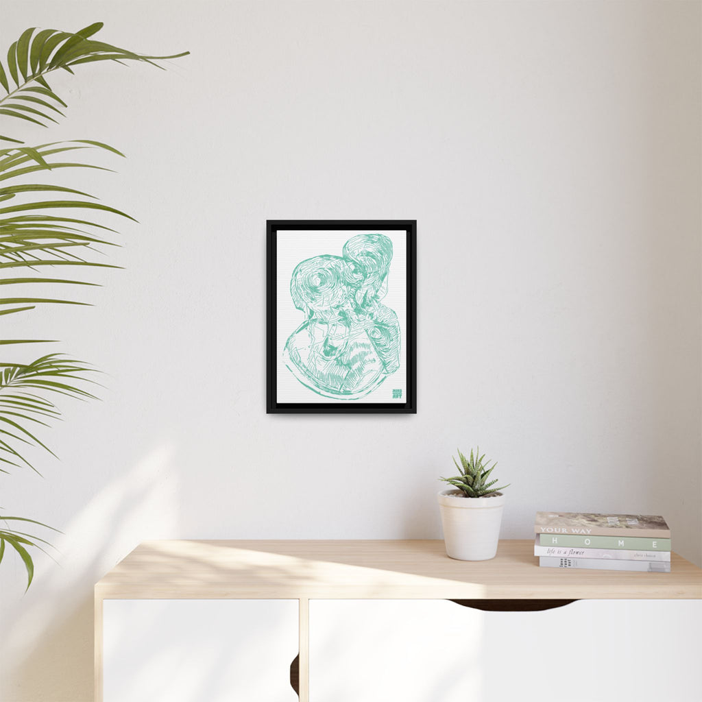 Curiosity (Teal, White Background) Matte Canvas, Framed