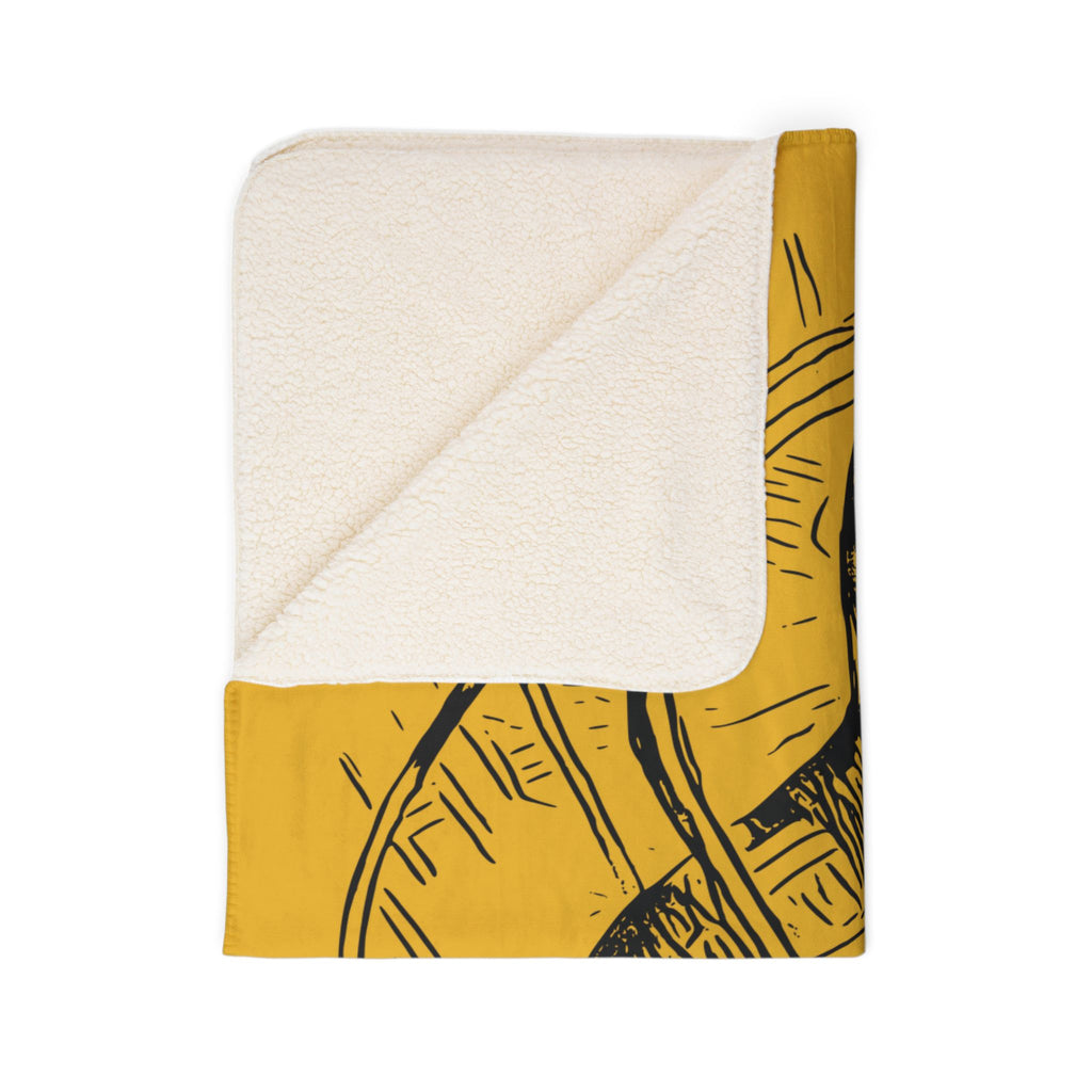 Jelly Jam (Black, Yellow Background) Fleece Sherpa Blanket