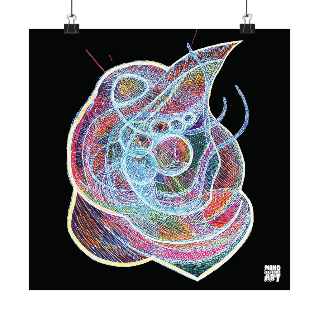 Renewal (Electric Multi, Black Background) Matte Poster