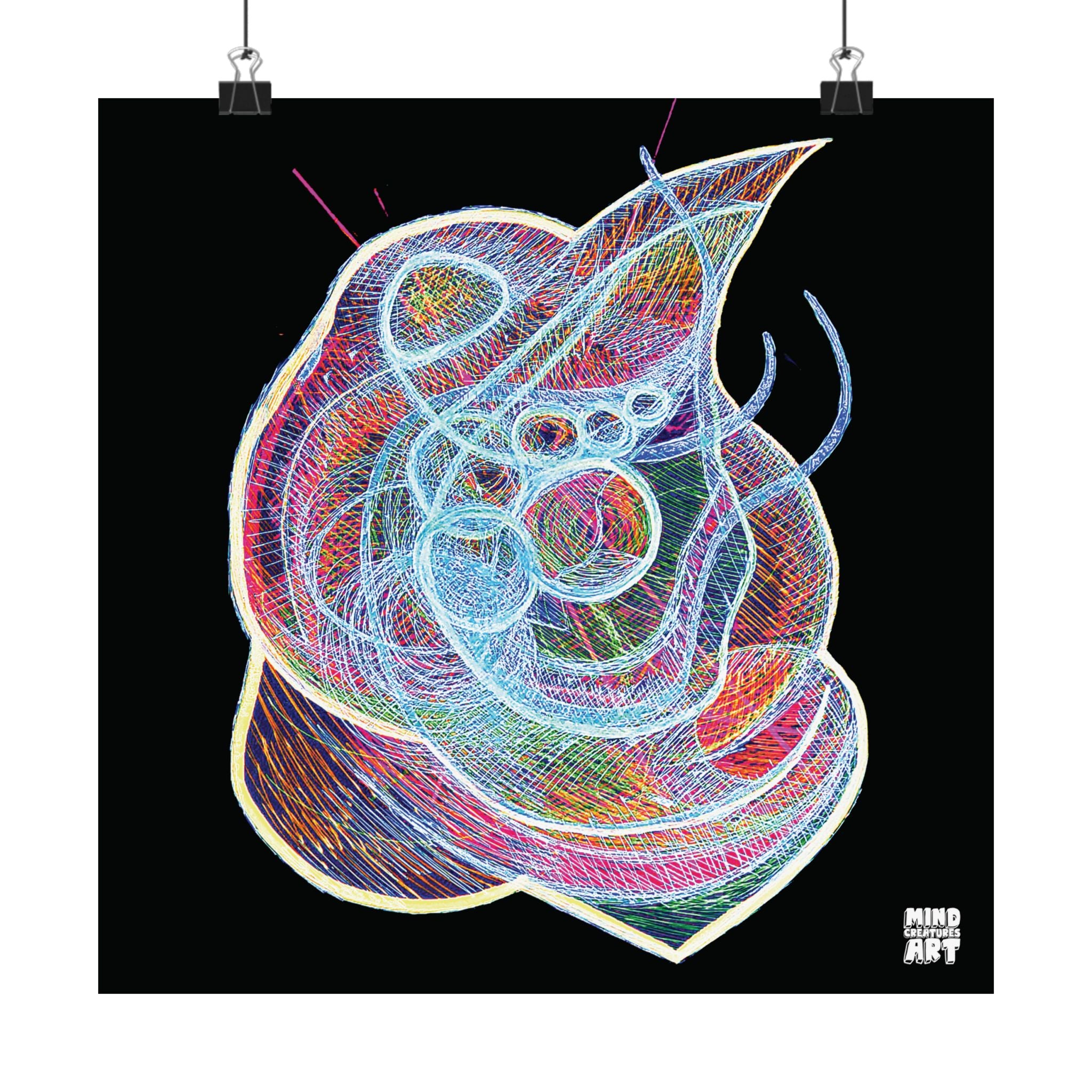 Renewal (Electric Multi, Black Background) Matte Poster