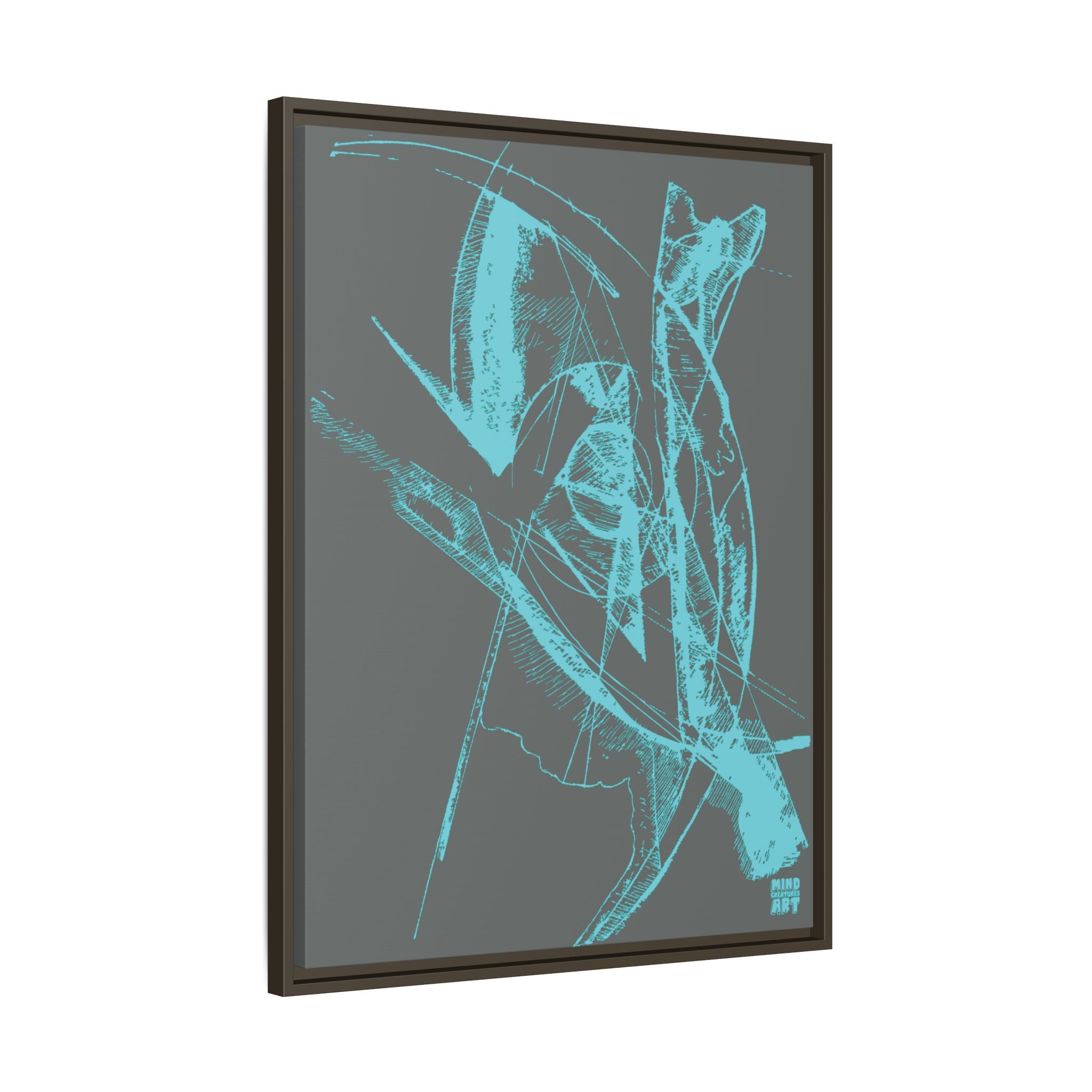 Watching (Aqua, Dark Gray Background) Matte Canvas, Framed