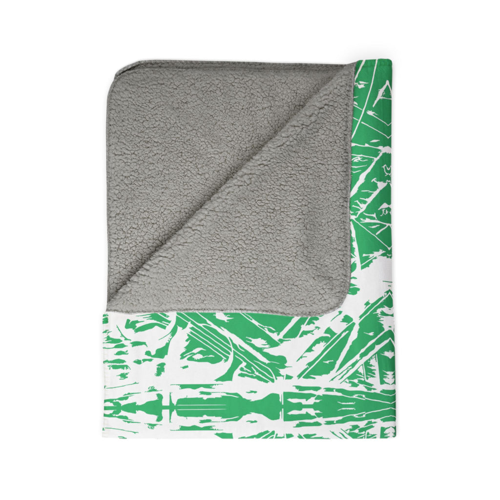 Love (White, Mirror, Green Background) Fleece Sherpa Blanket
