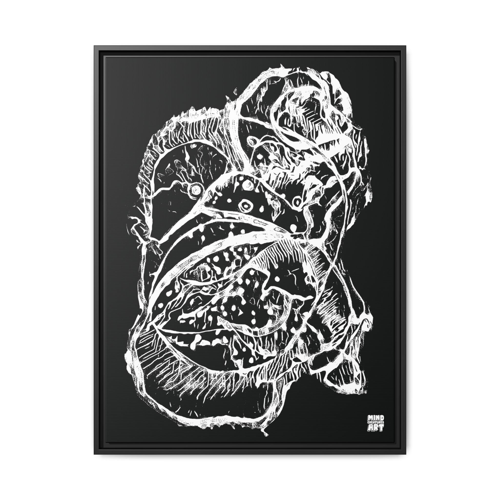 Exploration (White, Black Background) Matte Canvas, Framed