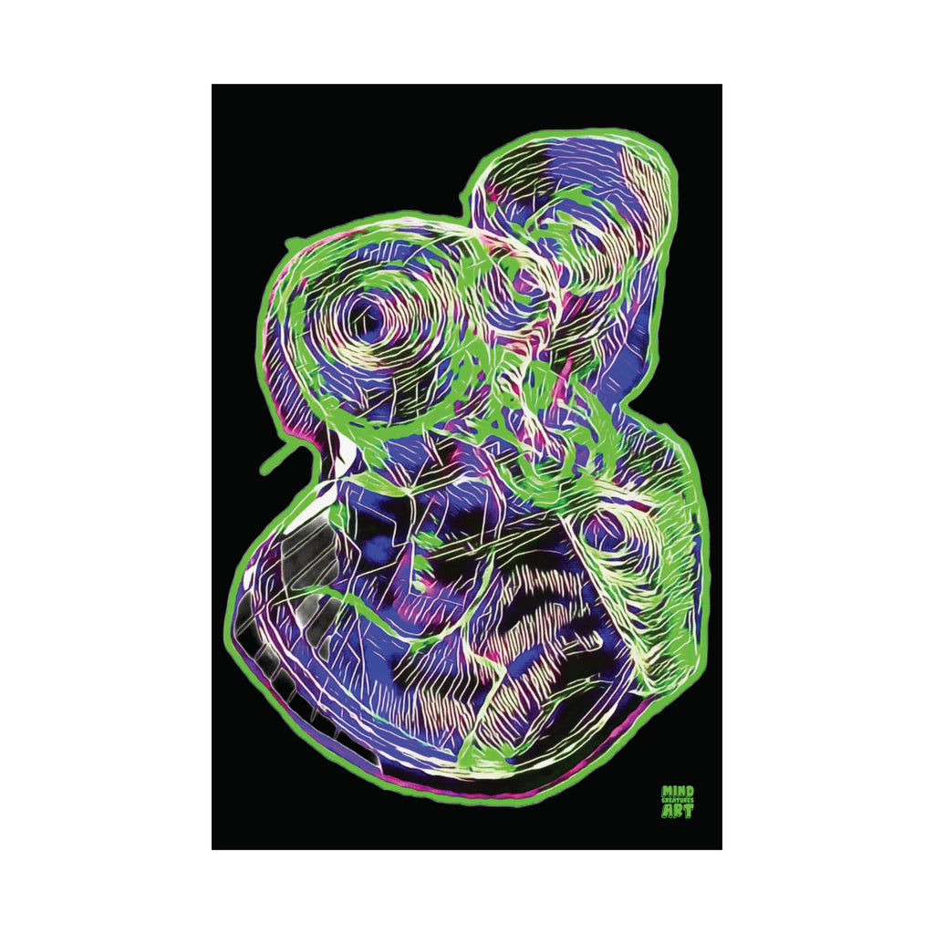 Curiosity (Electric Green, Black Background) Matte Poster