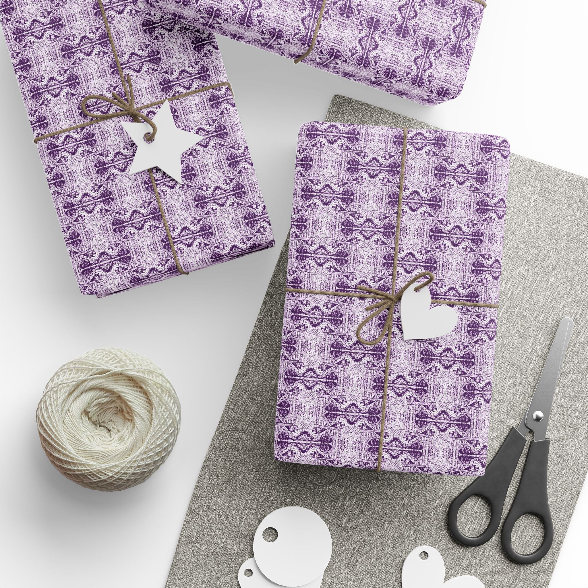 Love (Purple, White Background) Heavy Wrapping Paper