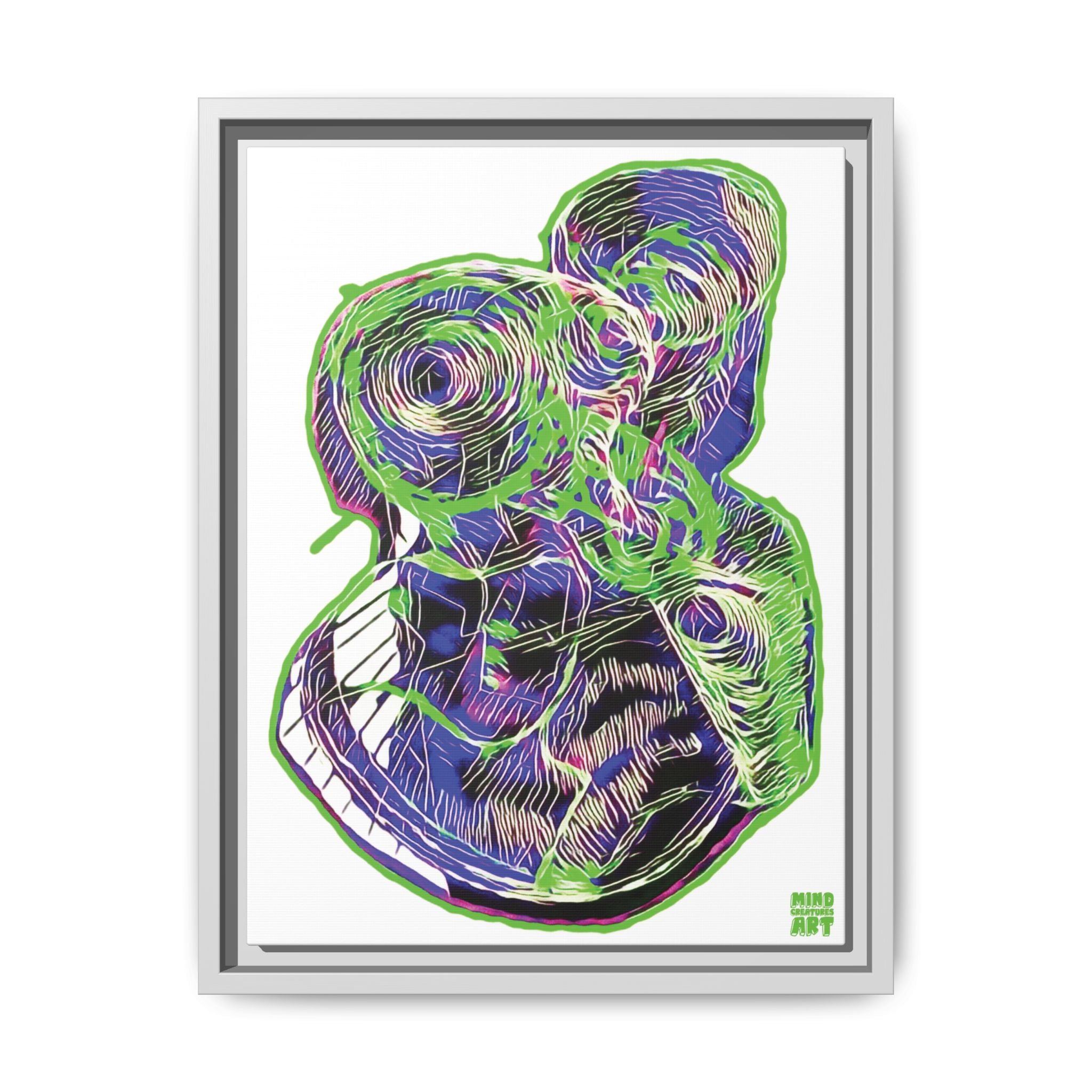 Curiosity (Electric Green, White Background) Matte Canvas, Framed