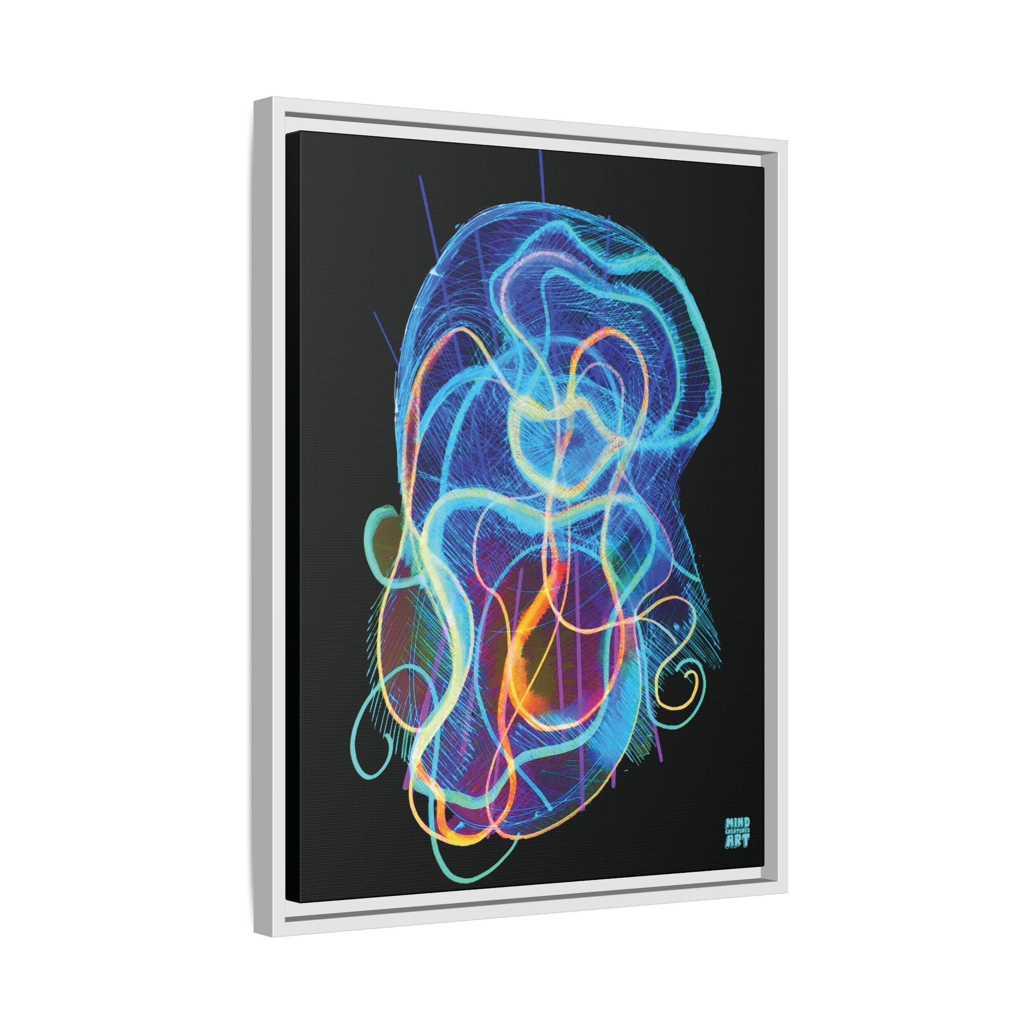 Davy Jones (Electric Blue, Black Background) Matte Canvas, Framed