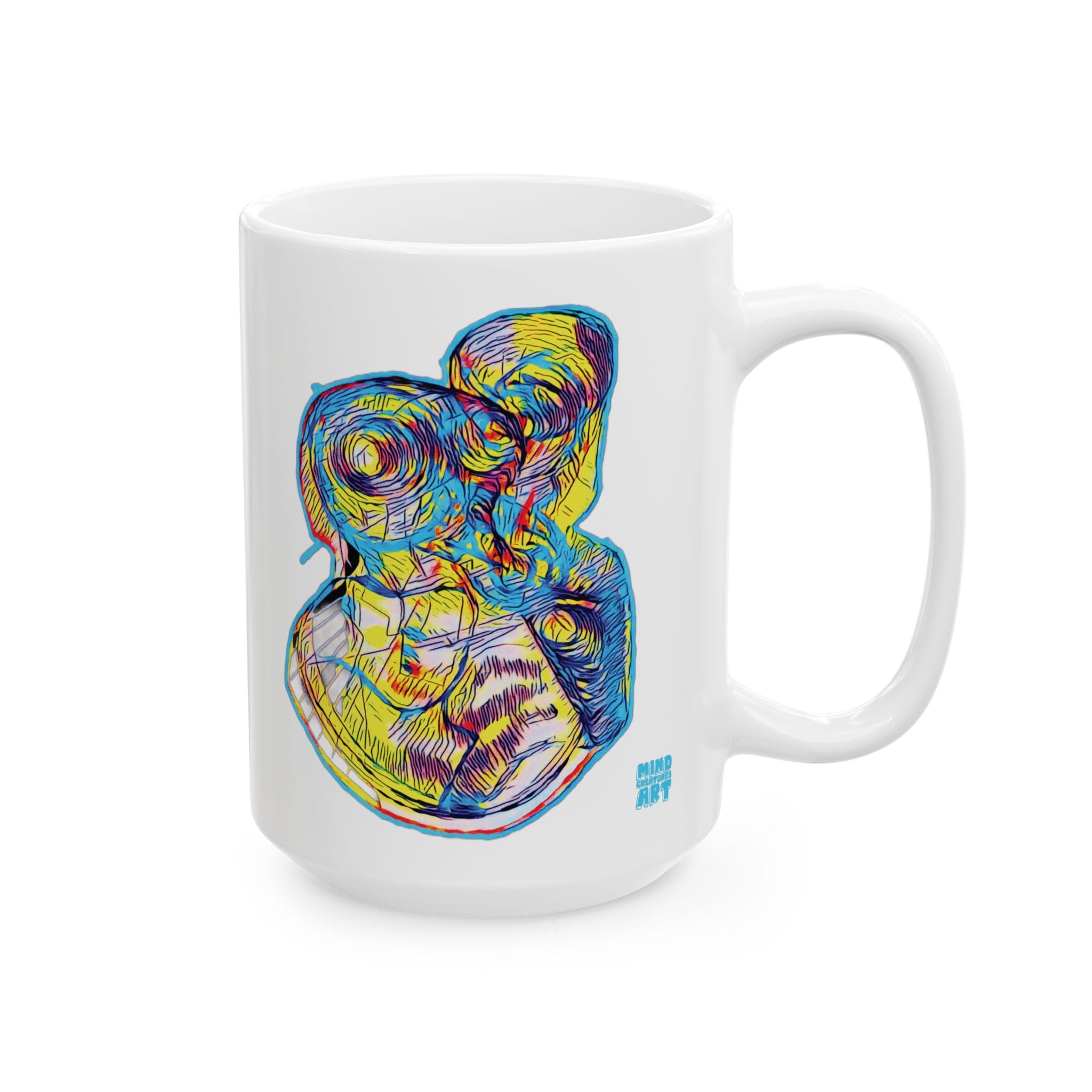 Curiosity (Neon) White Ceramic Mug, (11oz, 15oz)