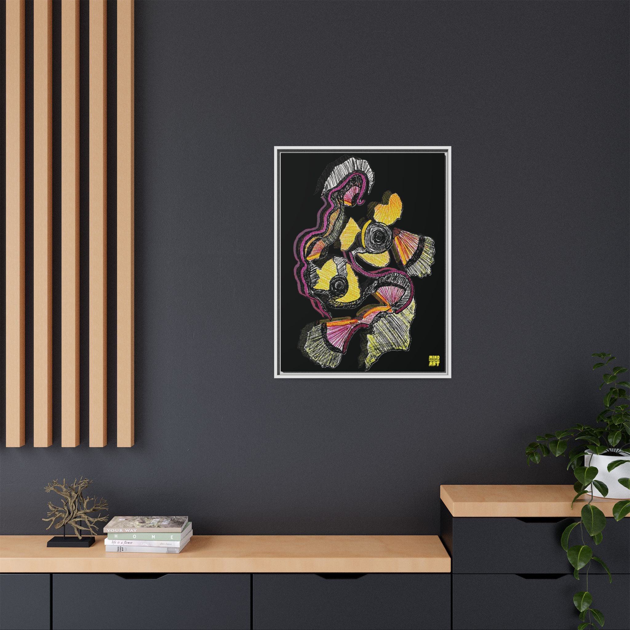 Crimson Teacher (Black Background) Matte Canvas, Framed