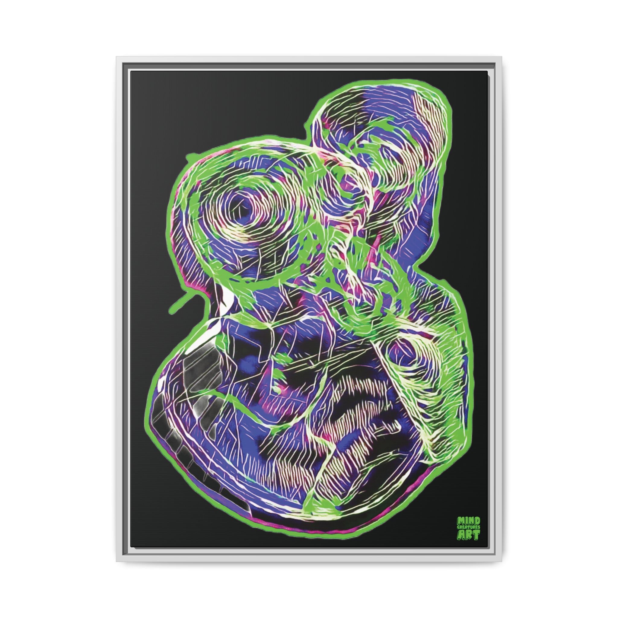Curiosity (Electric Green, Black Background) Matte Canvas, Framed