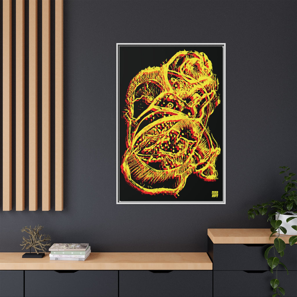 Exploration (Blur, Red & Yellow, Black Background) Matte Canvas, Framed