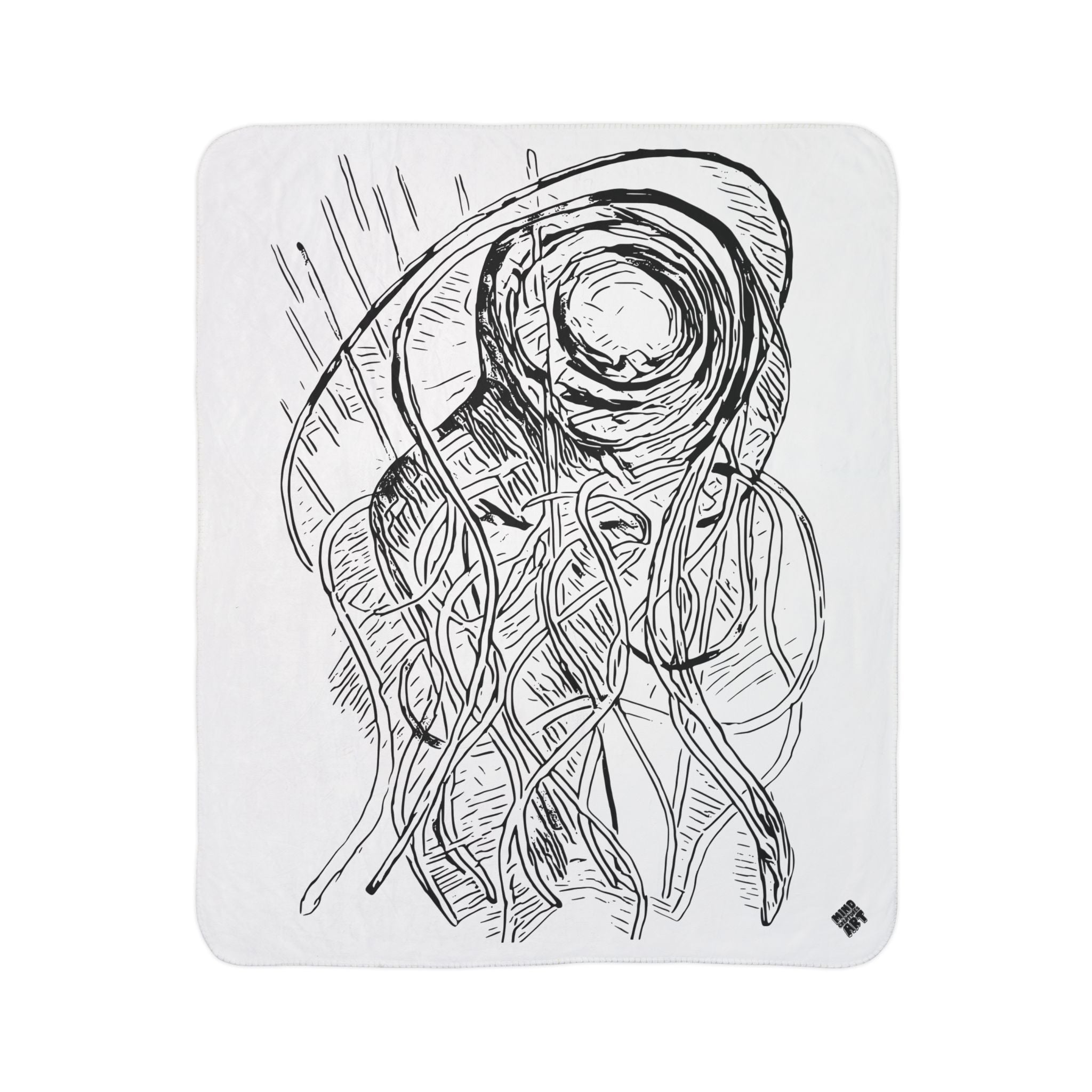 Jelly Jam (Black, White Background) Fleece Sherpa Blanket