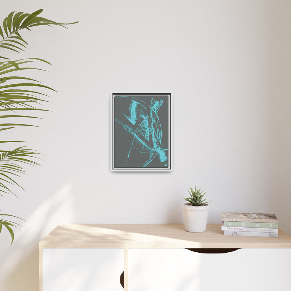 Watching (Aqua, Dark Gray Background) Matte Canvas, Framed