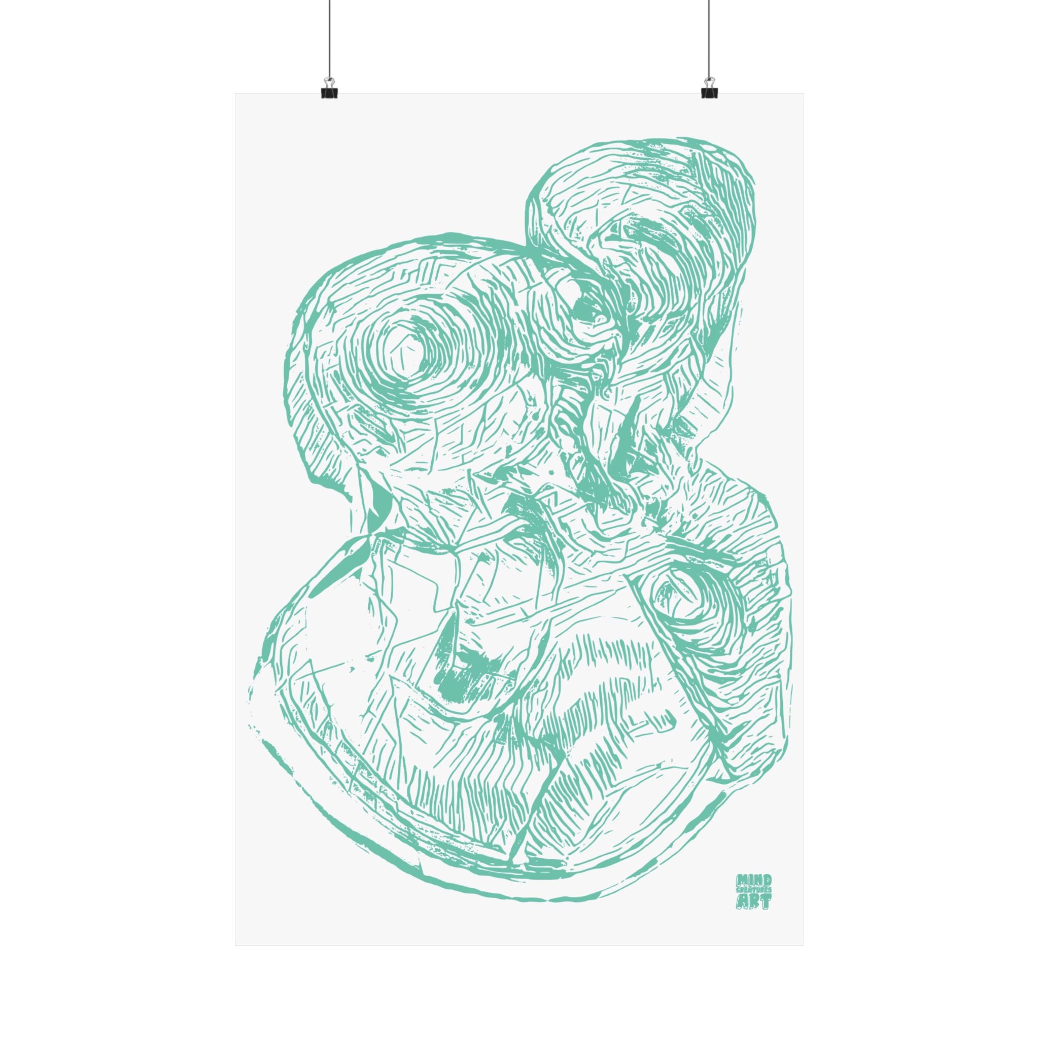Curiosity (Teal, White Background) Matte Poster